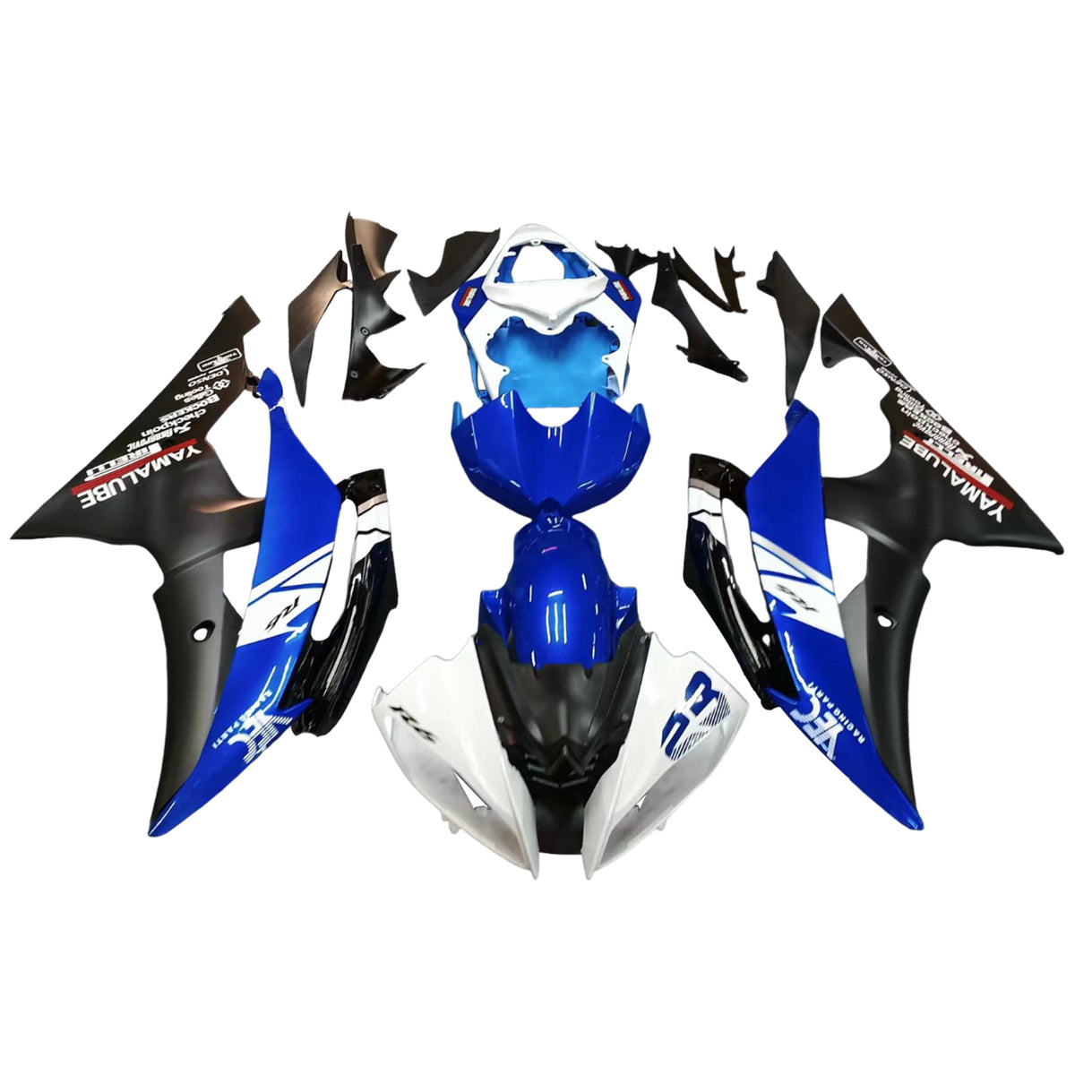 Amotopart 2008-2016 Yamaha YZF 600 R6 Kit de carenado azul y negro