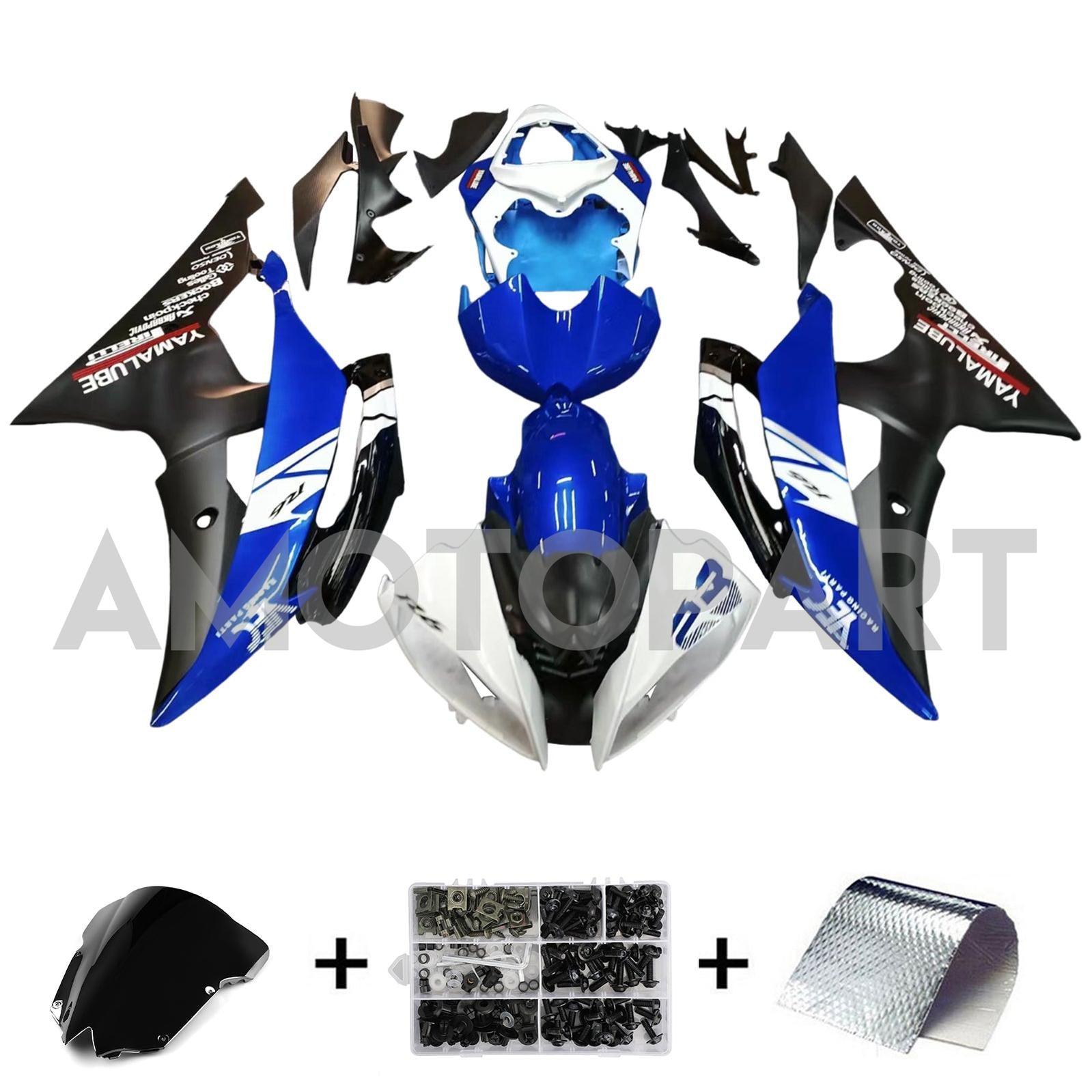 Amotopart 2008-2016 Yamaha YZF 600 R6 Blue&Black Fairing Kit