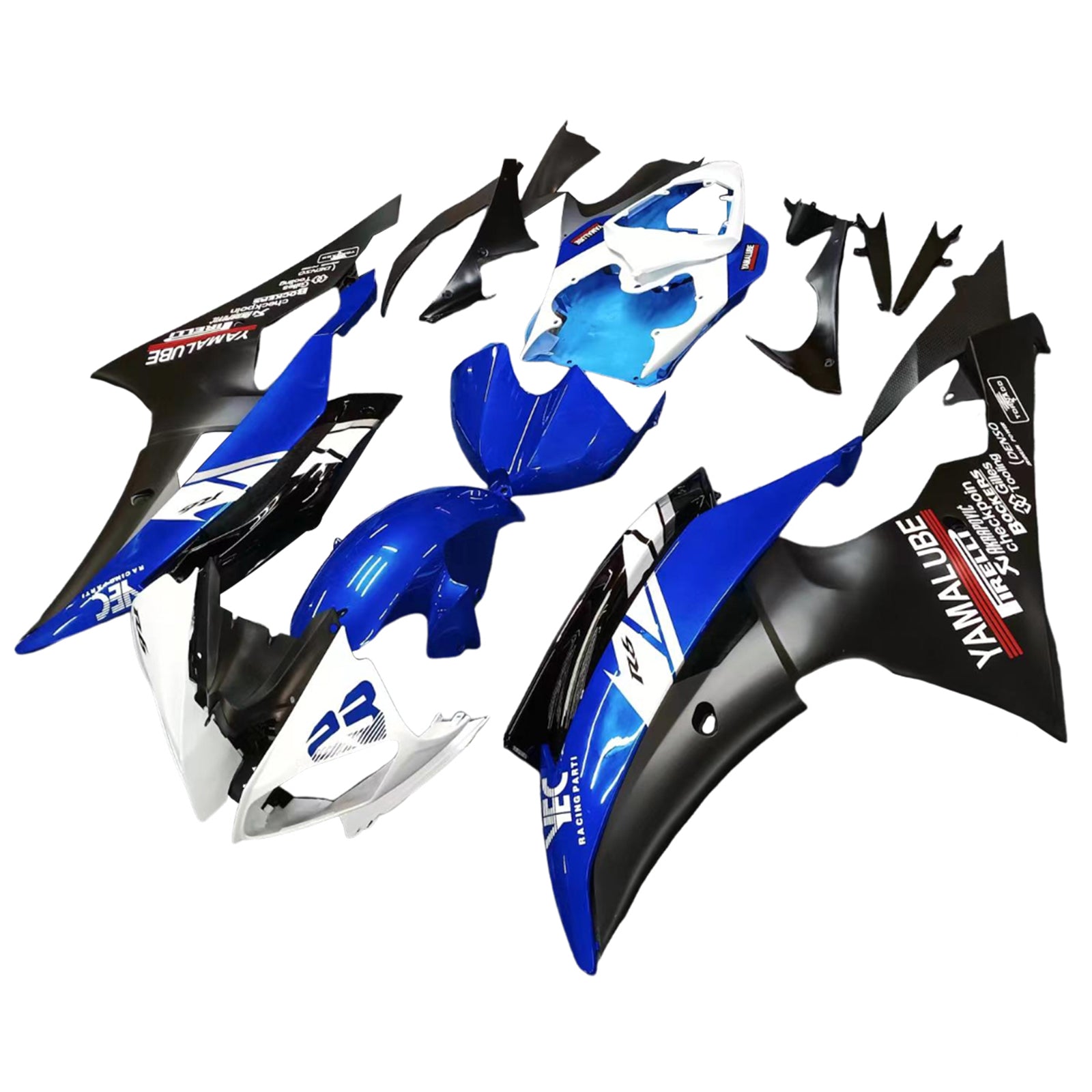 Amotopart 2008-2016 Yamaha YZF 600 R6 Nero&amp;Bianco con kit carenatura logo