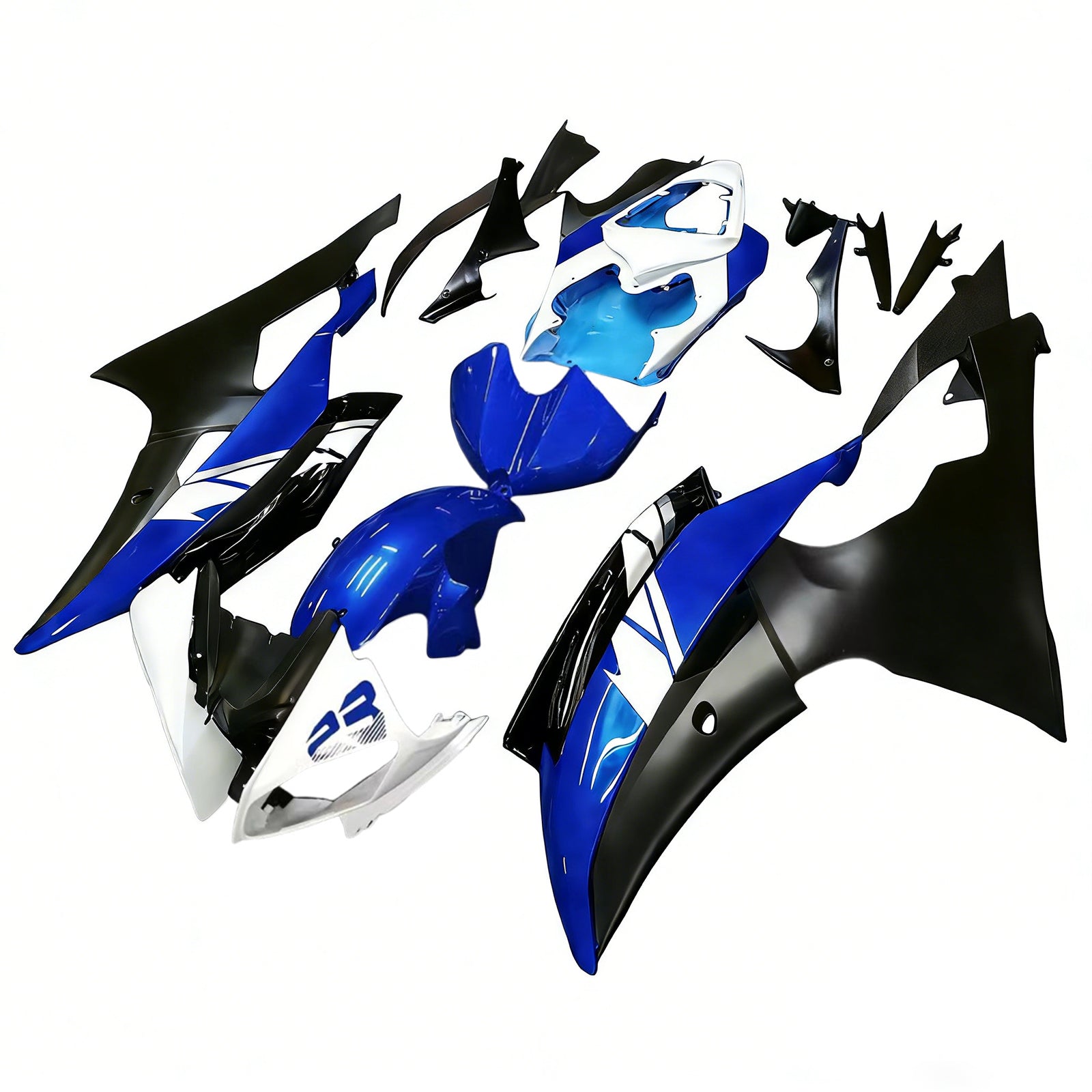 Amotopart Yamaha YZF 600 R6 Bleu 2008-2016&Kit de carénage noir