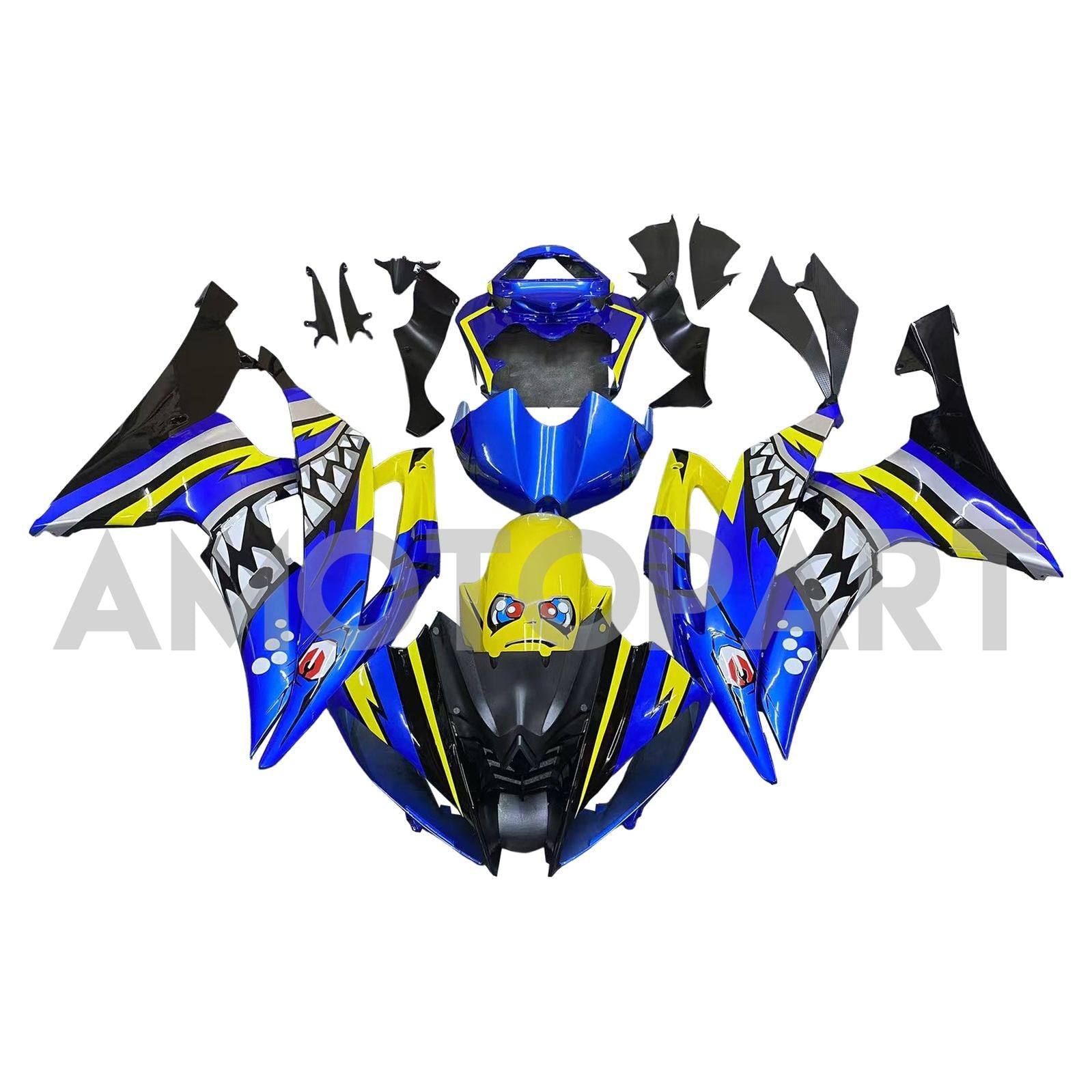 Amotopart 2008-2016 Yamaha YZF 600 R6 Blue Yellow Fairing Kit