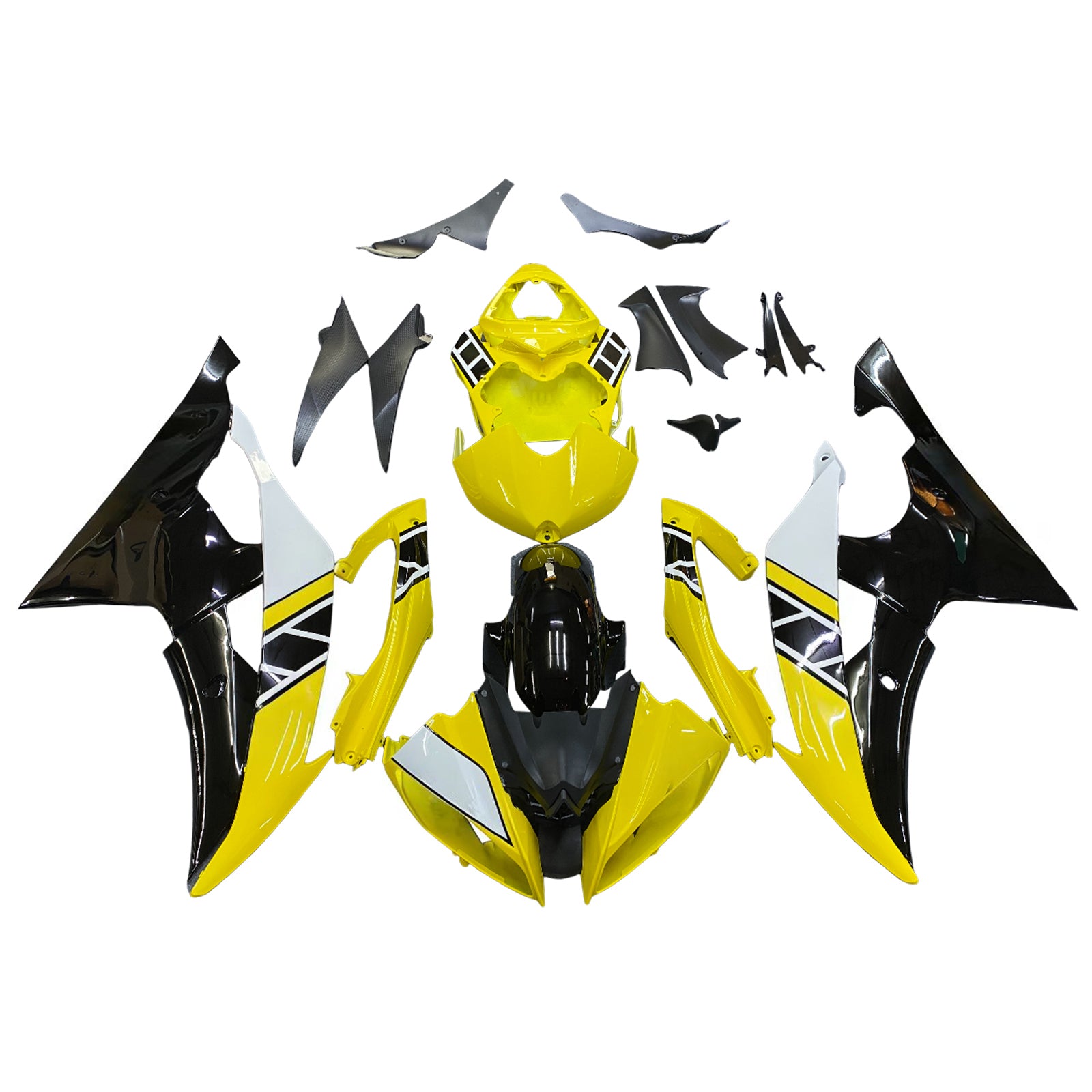 Amotopart Yamaha 2008-2016 YZF 600 R6 Yellow Black Fairing Kit