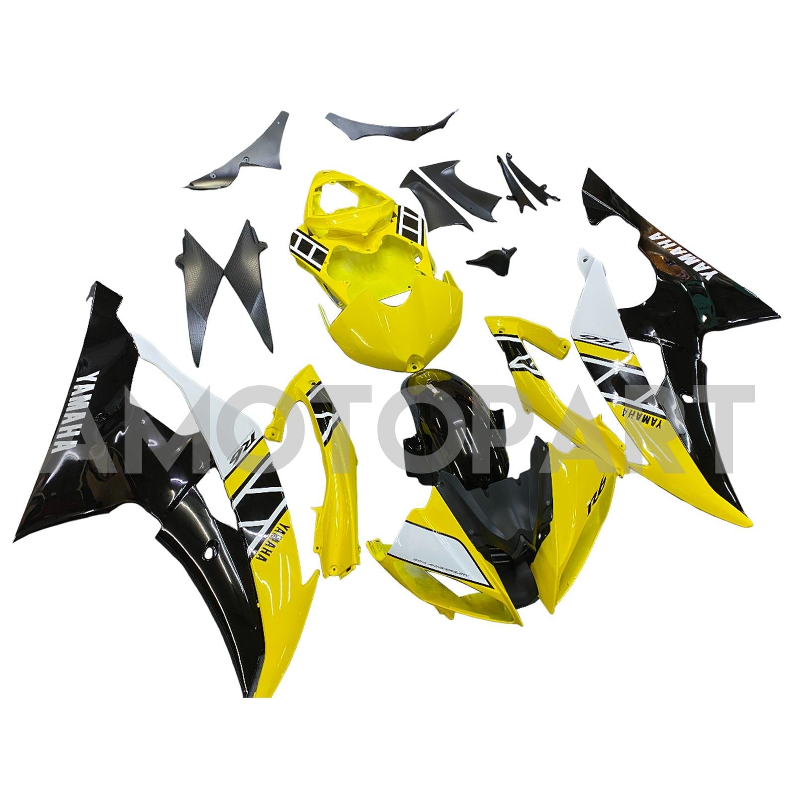 Amotopart Yamaha 2008-2016 YZF 600 R6 Yellow Black Fairing Kit
