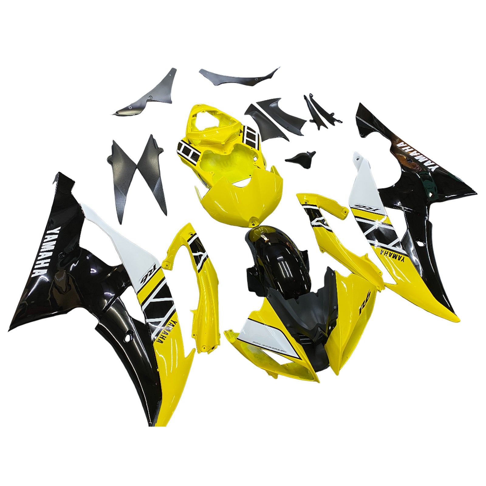 Kit de carénage Amotopart Yamaha 2008-2016 YZF 600 R6 jaune noir