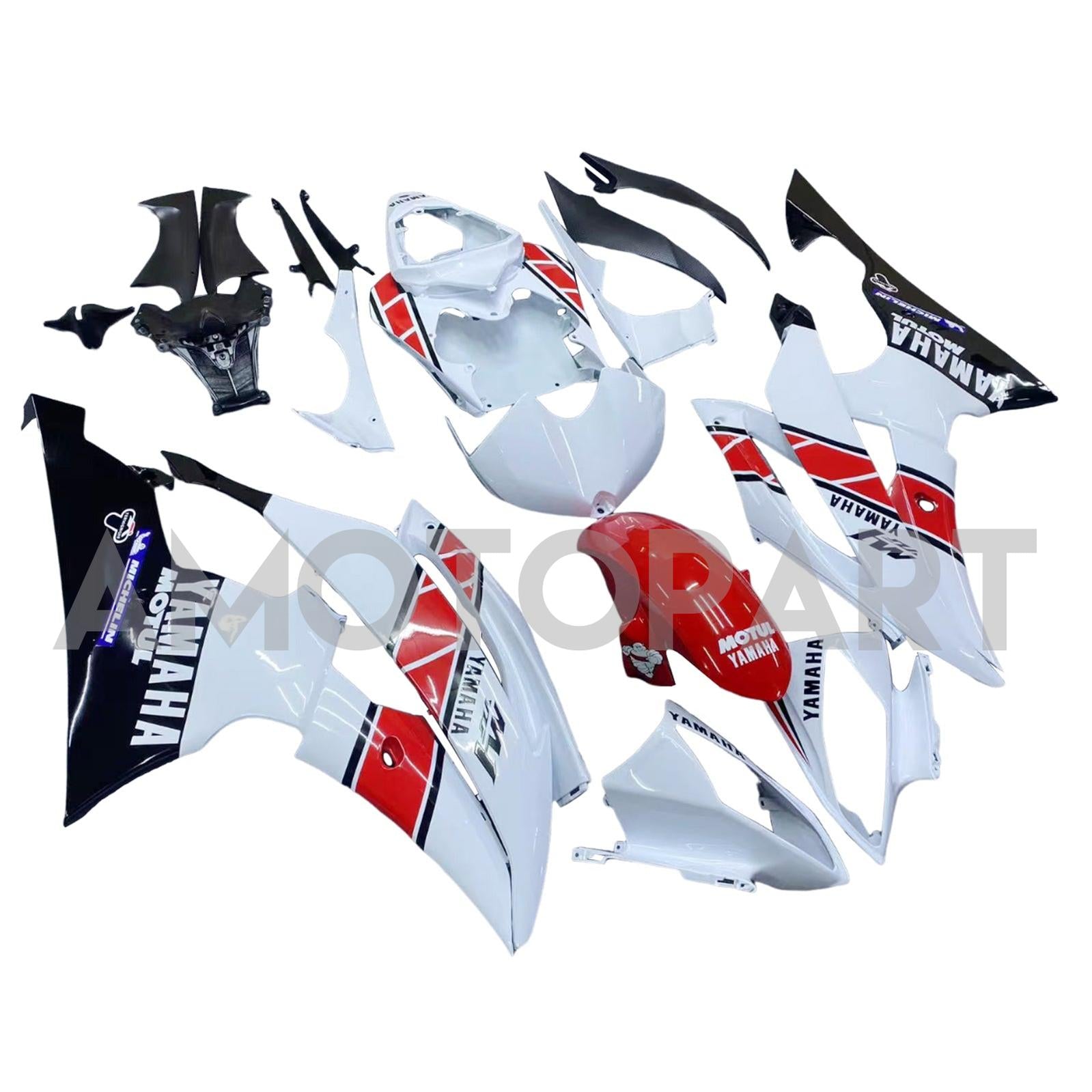Amotopart Yamaha 2008-2016 YZF 600 R6 White Red Fairing Kit