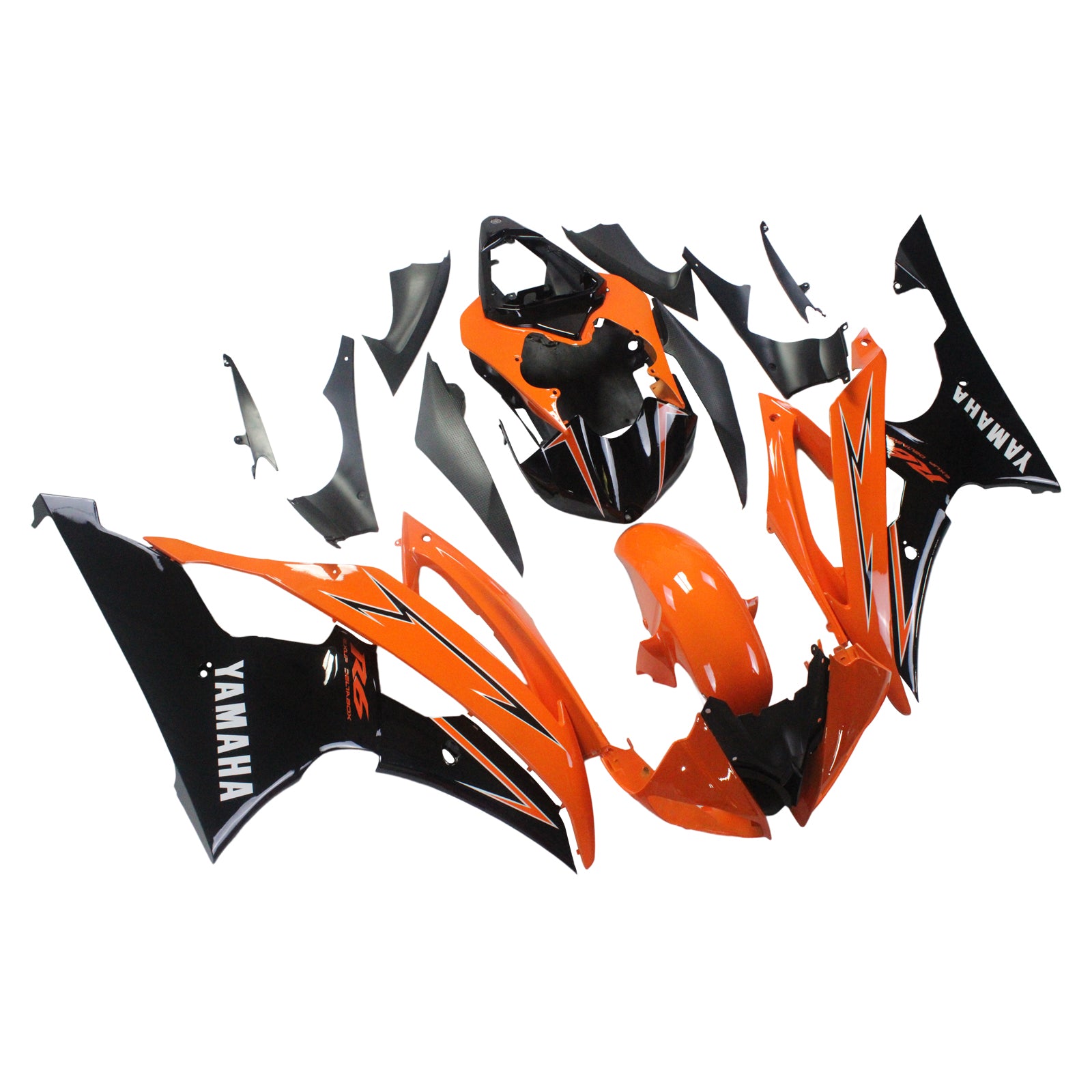 Amotopart Yamaha 2008–2016 YZF 600 R6 Orange Schwarz Verkleidungsset