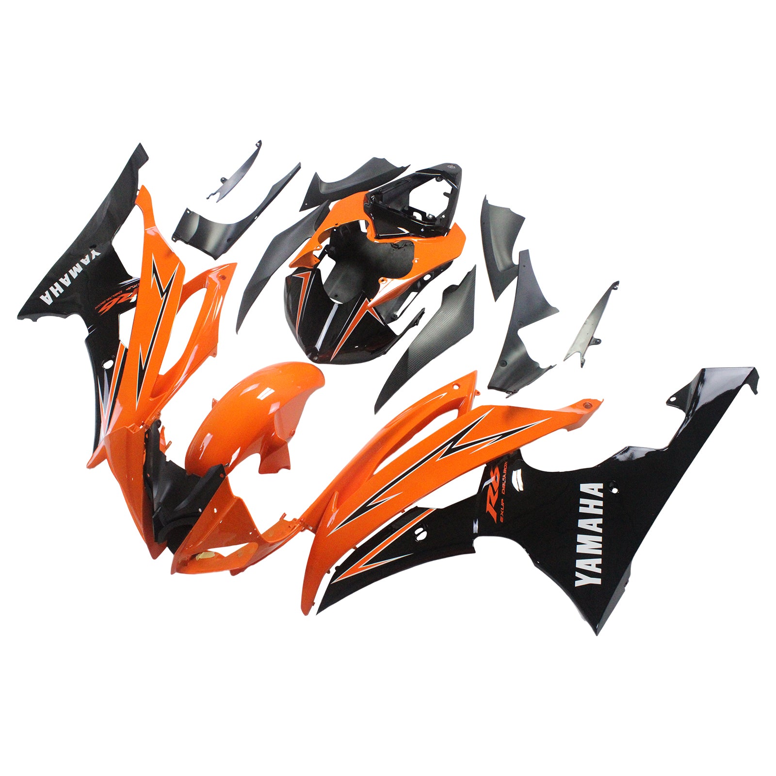 Amotopart Yamaha 2008–2016 YZF 600 R6 Orange Schwarz Verkleidungsset