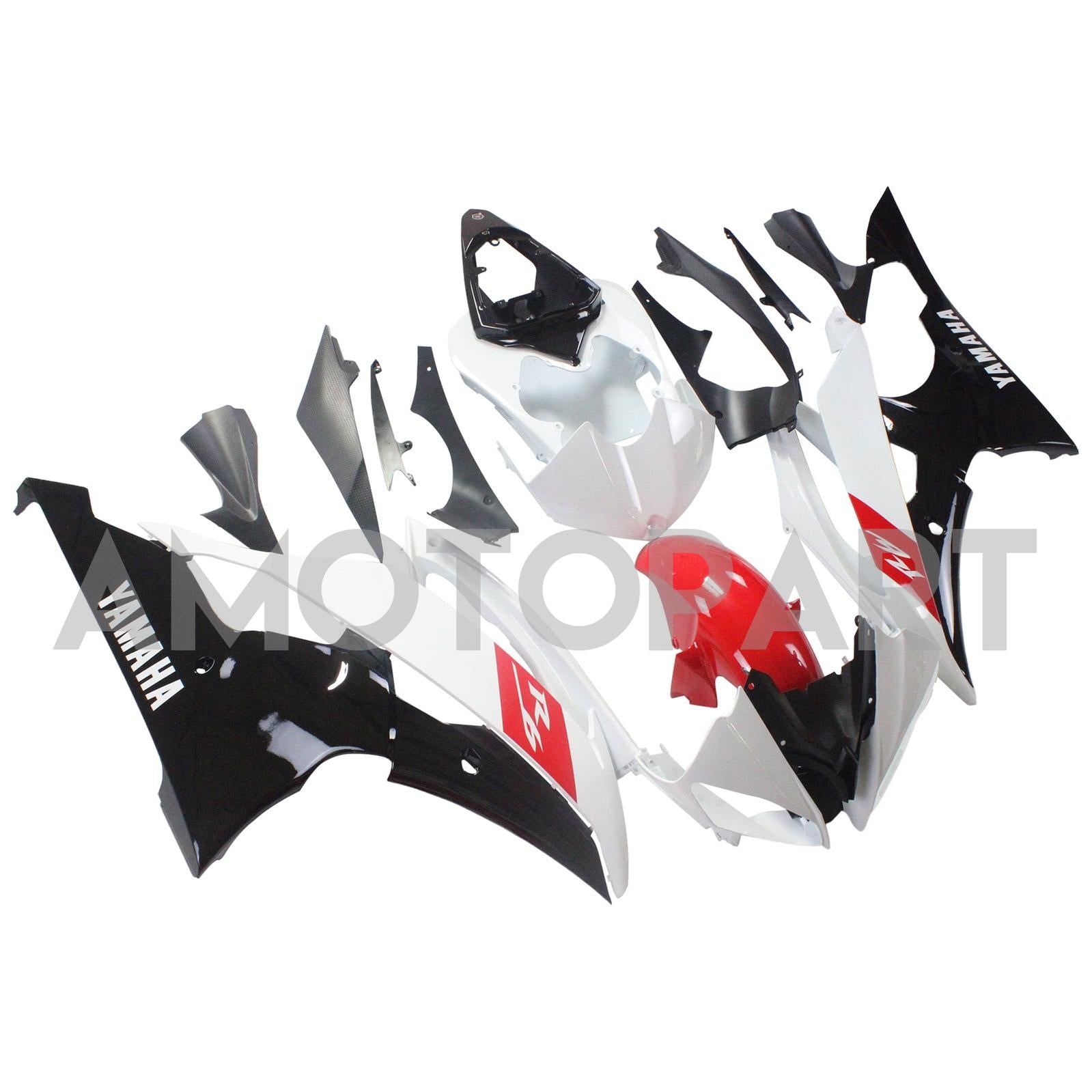 Amotopart 2008-2016 Yamaha YZF 600 R6 Red White Fairing Zestaw