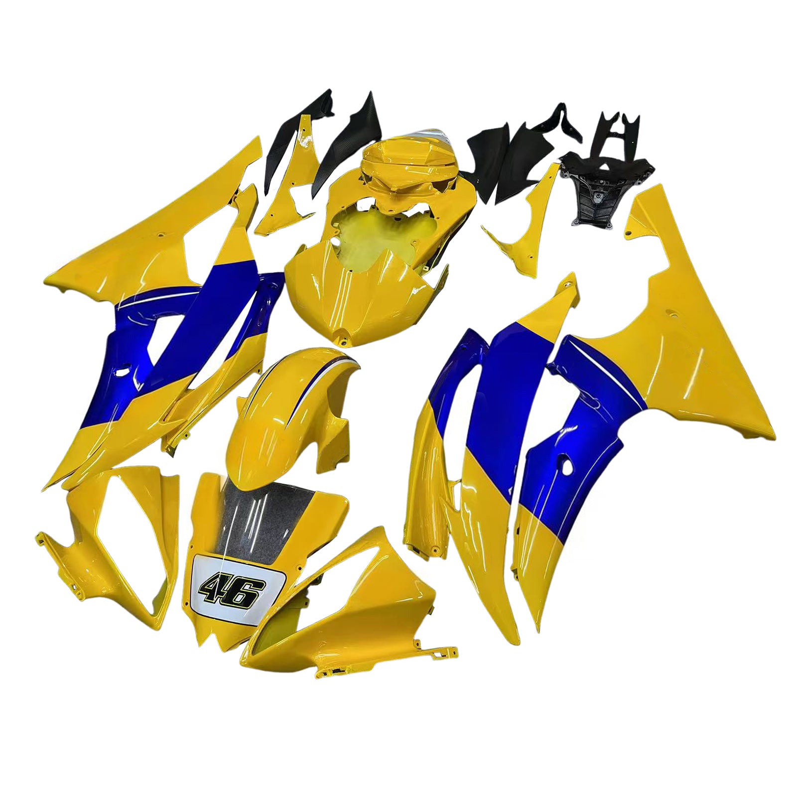Amotopart 2008-2016 Yamaha YZF 600 R6 Kit de carenado amarillo azul