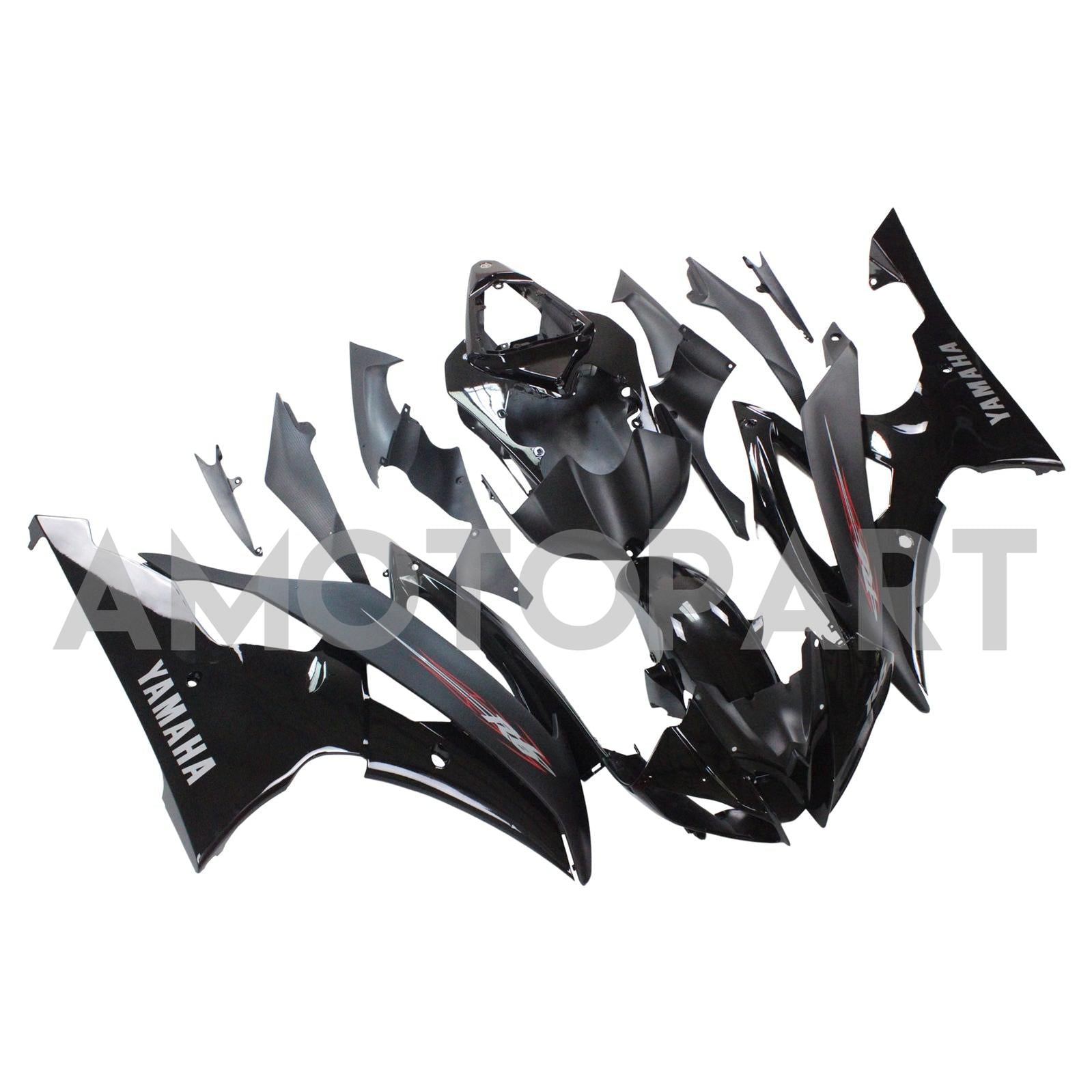 Amotopart Yamaha 2008-2016 YZF 600 R6 All Black Fairing Kit