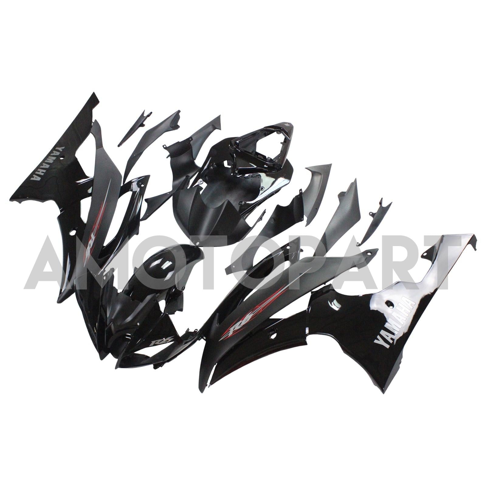 Amotopart Yamaha 2008-2016 YZF 600 R6 All Black Fairing Kit