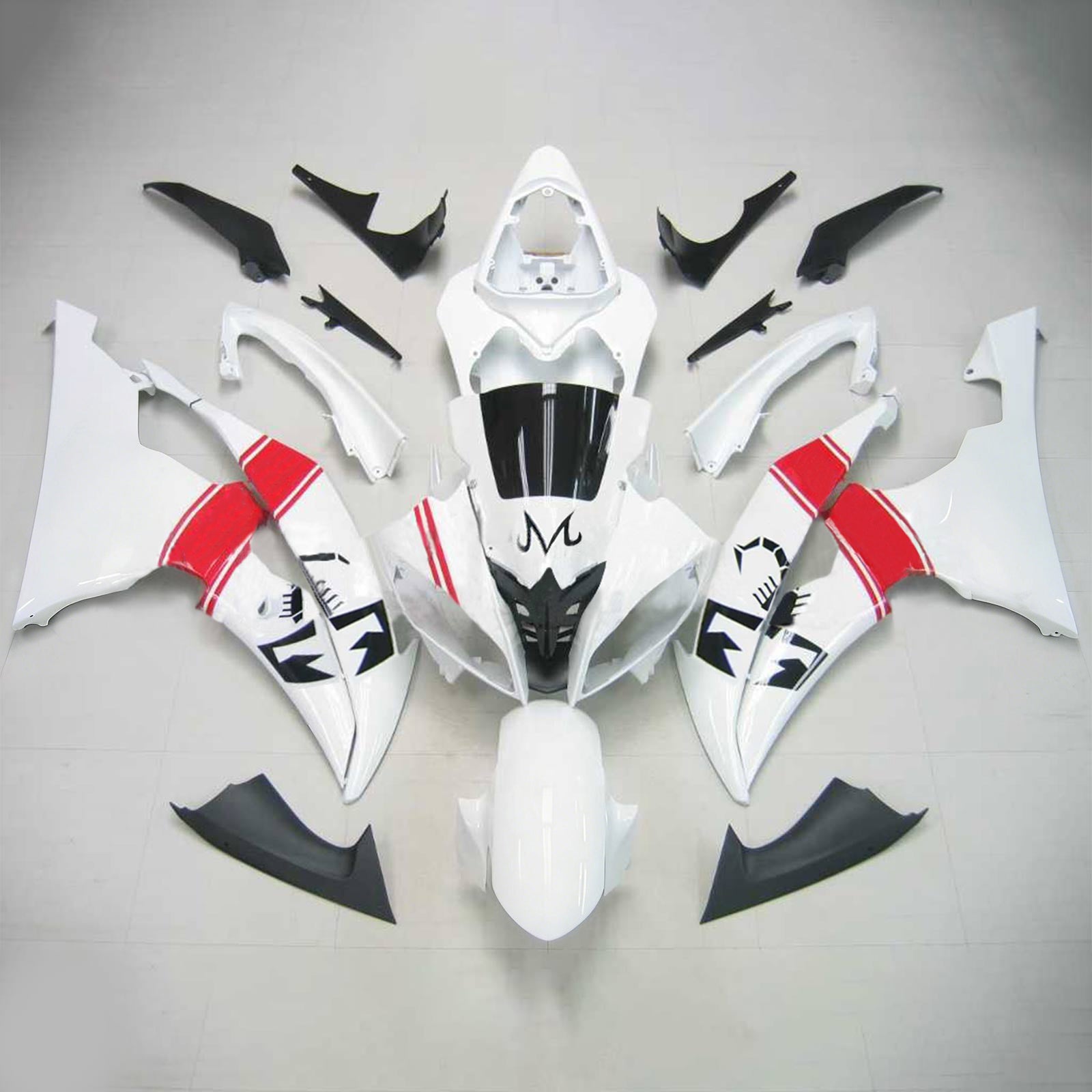 Amotopart Yamaha 2008-2016 YZF 600 R6 White Fairing Kit