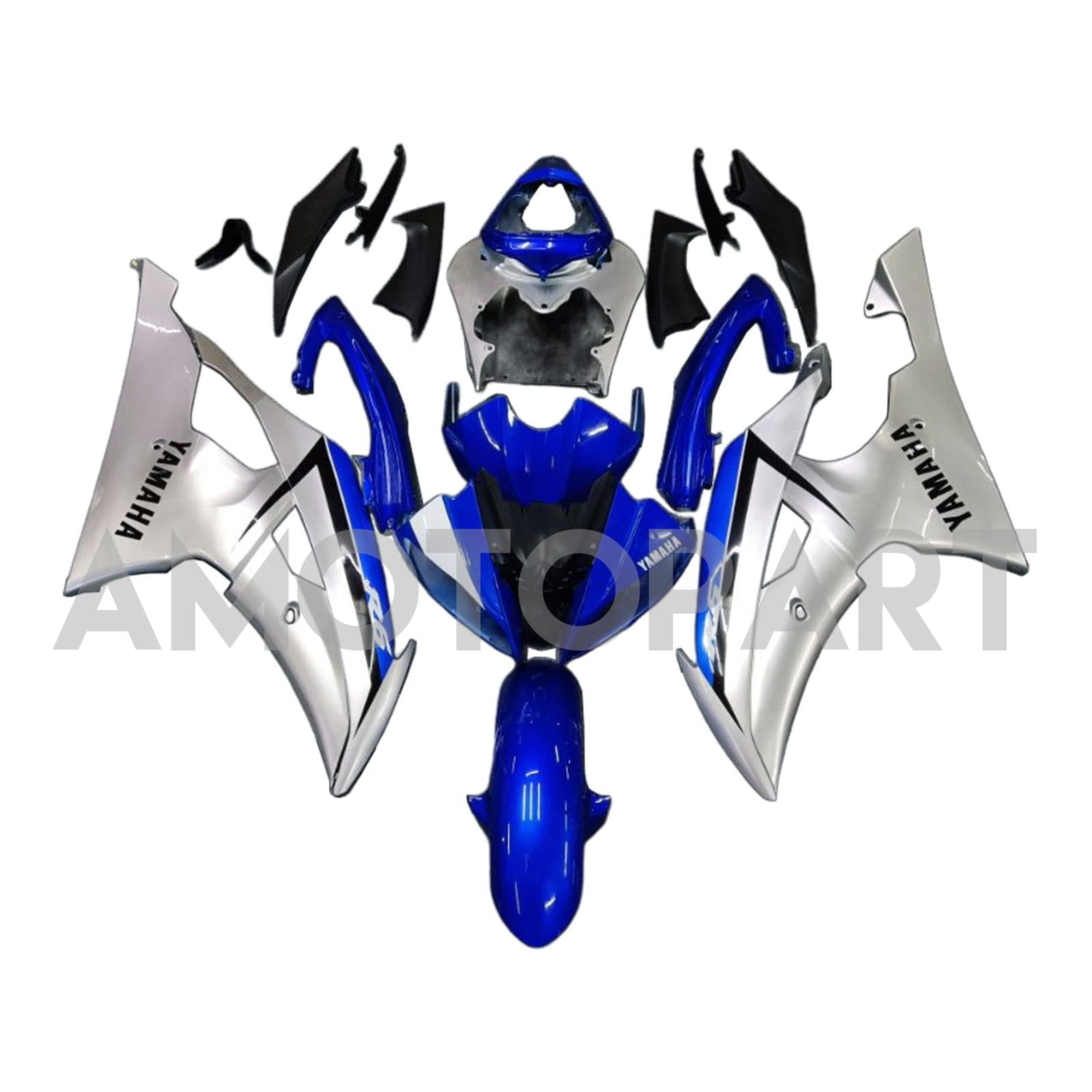 Amotopart 2008-2016 YZF 600 R6 Yamaha Blue&Silver Fairing Kit