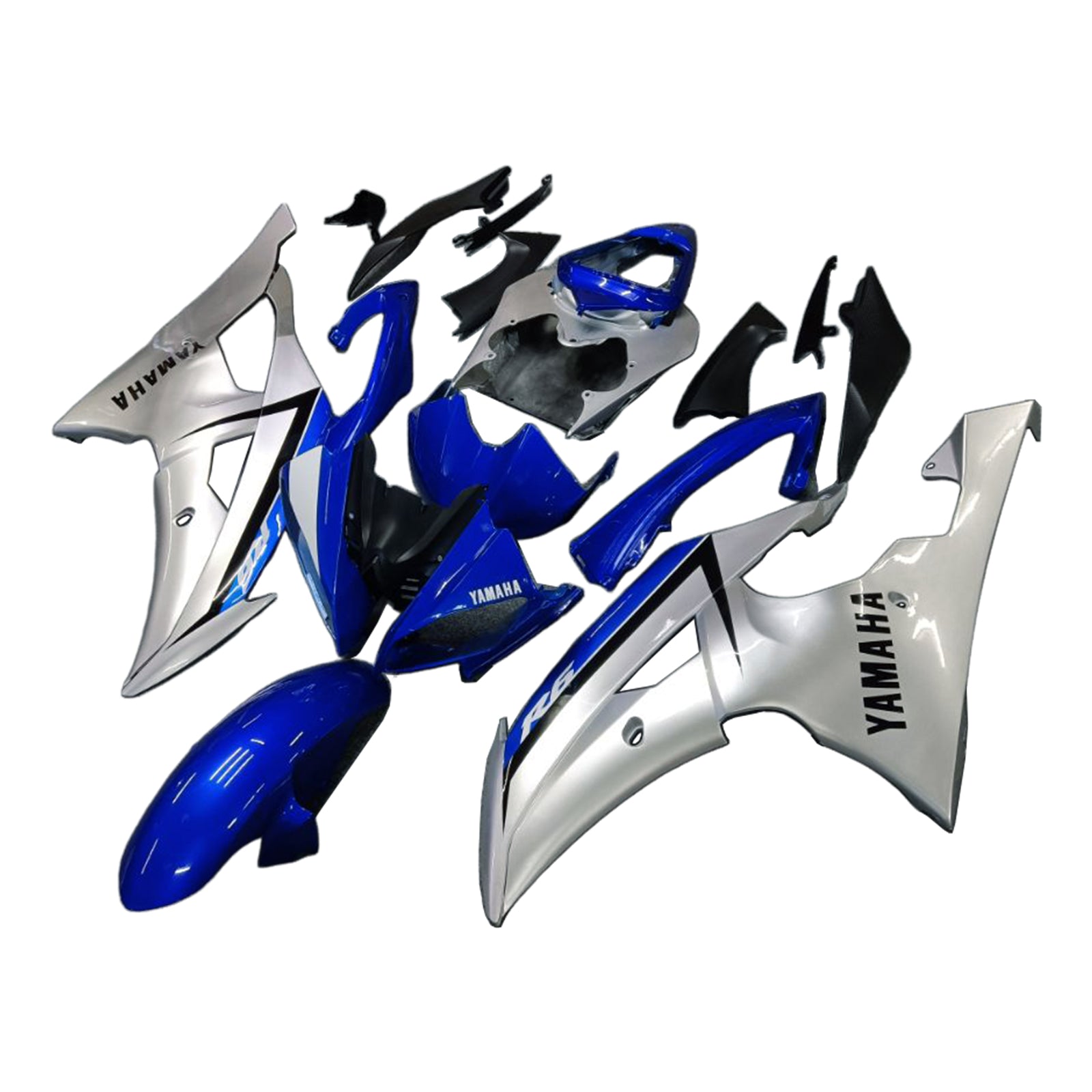 Amotopart 2008–2016 YZF 600 R6 Yamaha Verkleidungsset in Blau und Silber