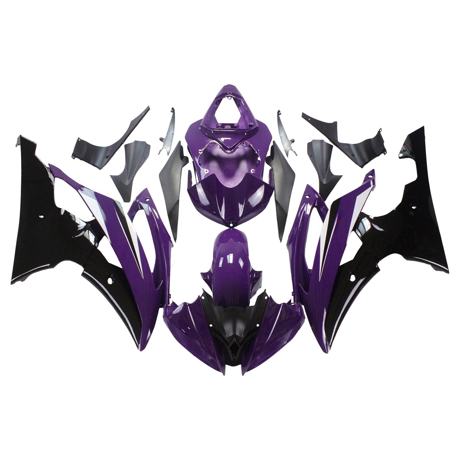 Amotopart 2008-2016 YZF 600 R6 ヤマハ パープル&ブラック フェアリングキット