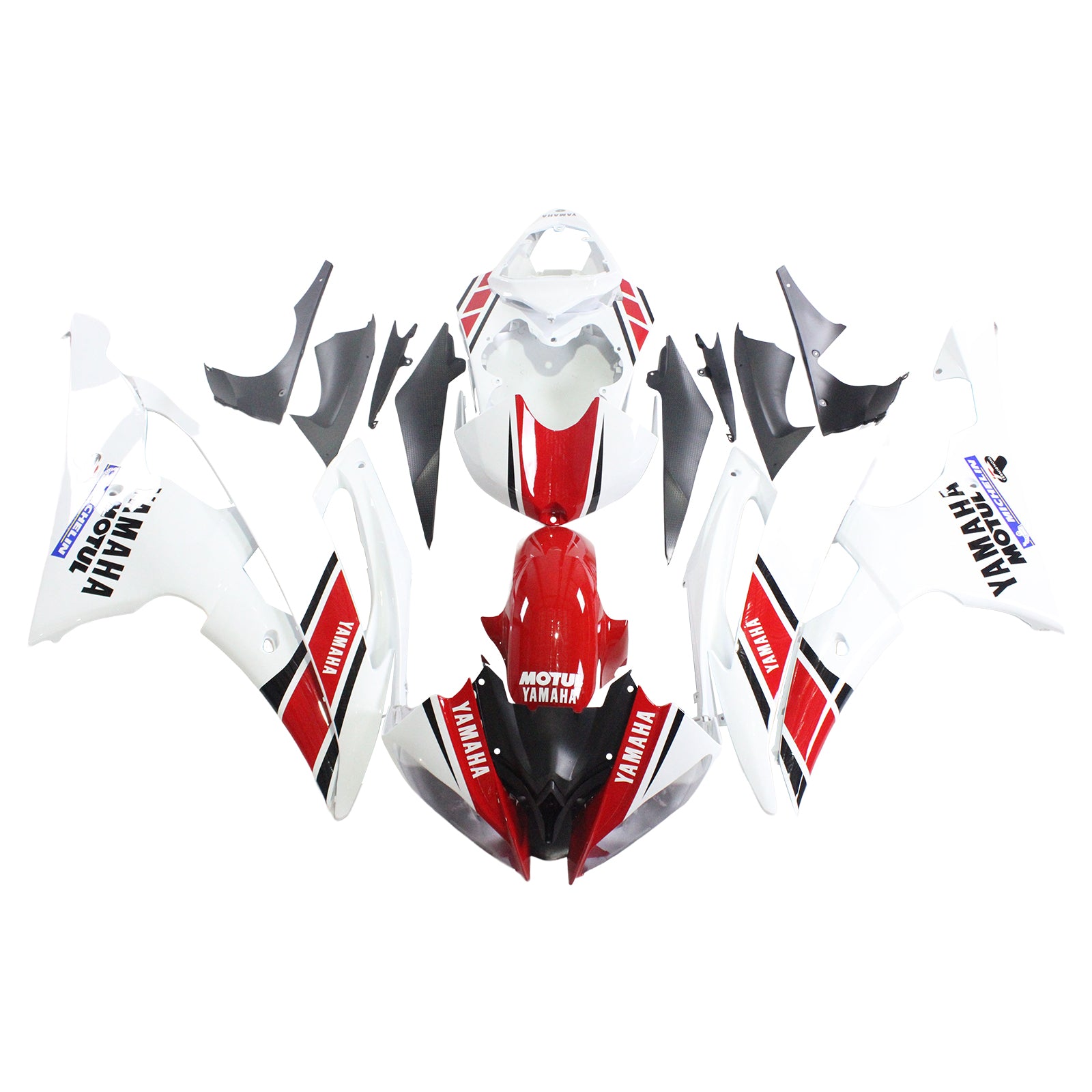 Amotopart Yamaha 2008-2016 YZF 600 R6 Kit de carenado blanco rojo