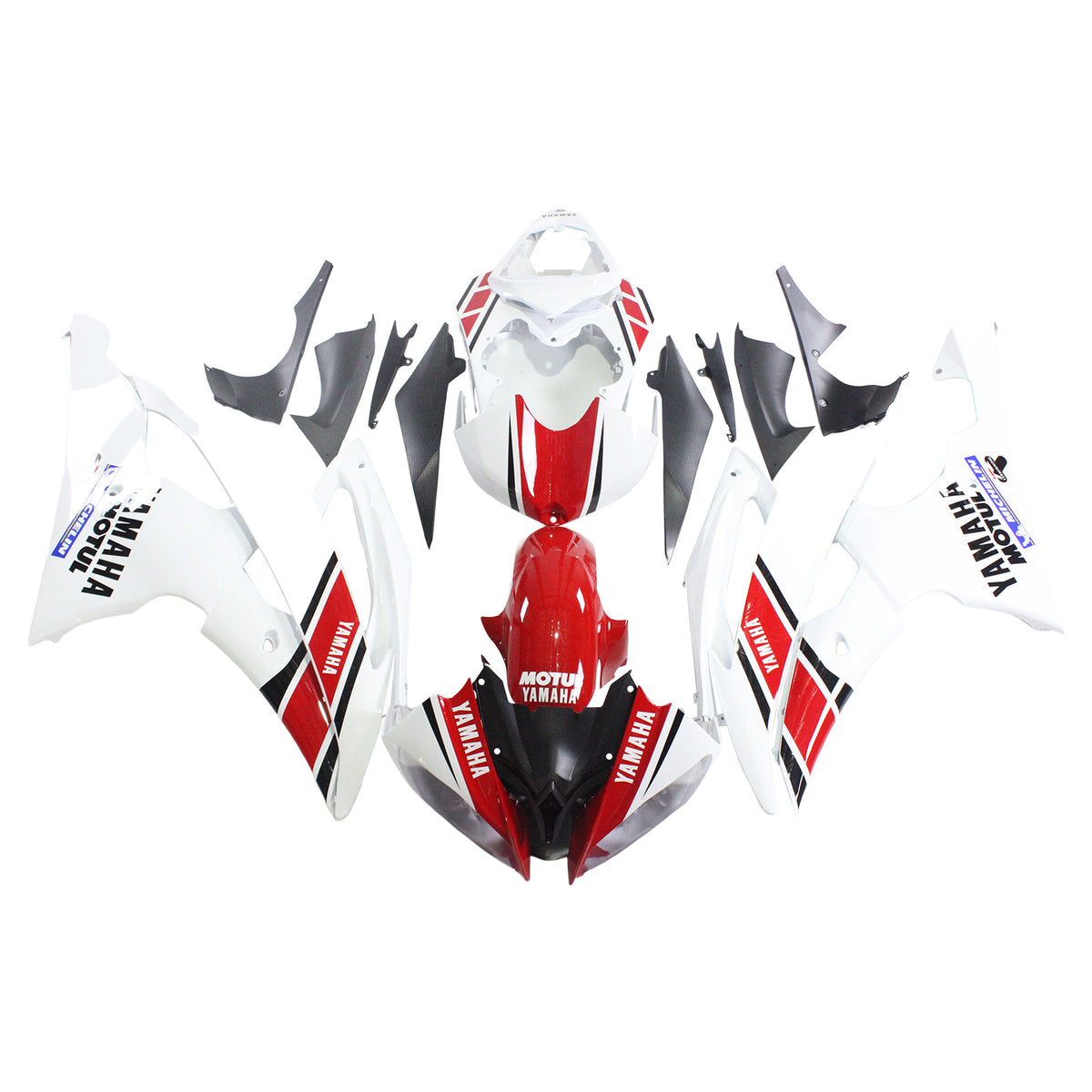 Amotopart Verkleidungsset für Yamaha 2008–2016 YZF 600 R6, Weiß, Rot