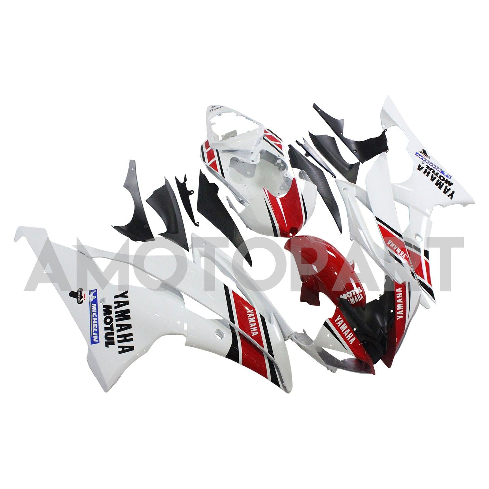 Amotopart Yamaha 2008-2016 YZF 600 R6 White Red Fearing Kit