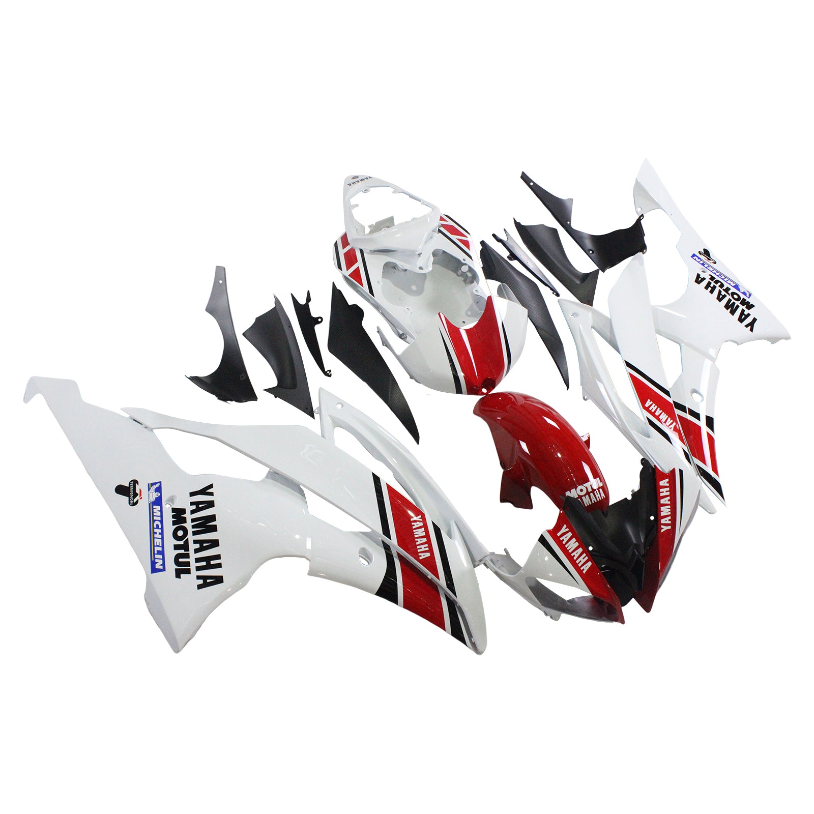 Amotopart Yamaha 2008-2016 YZF 600 R6 White Red Fairing Kit