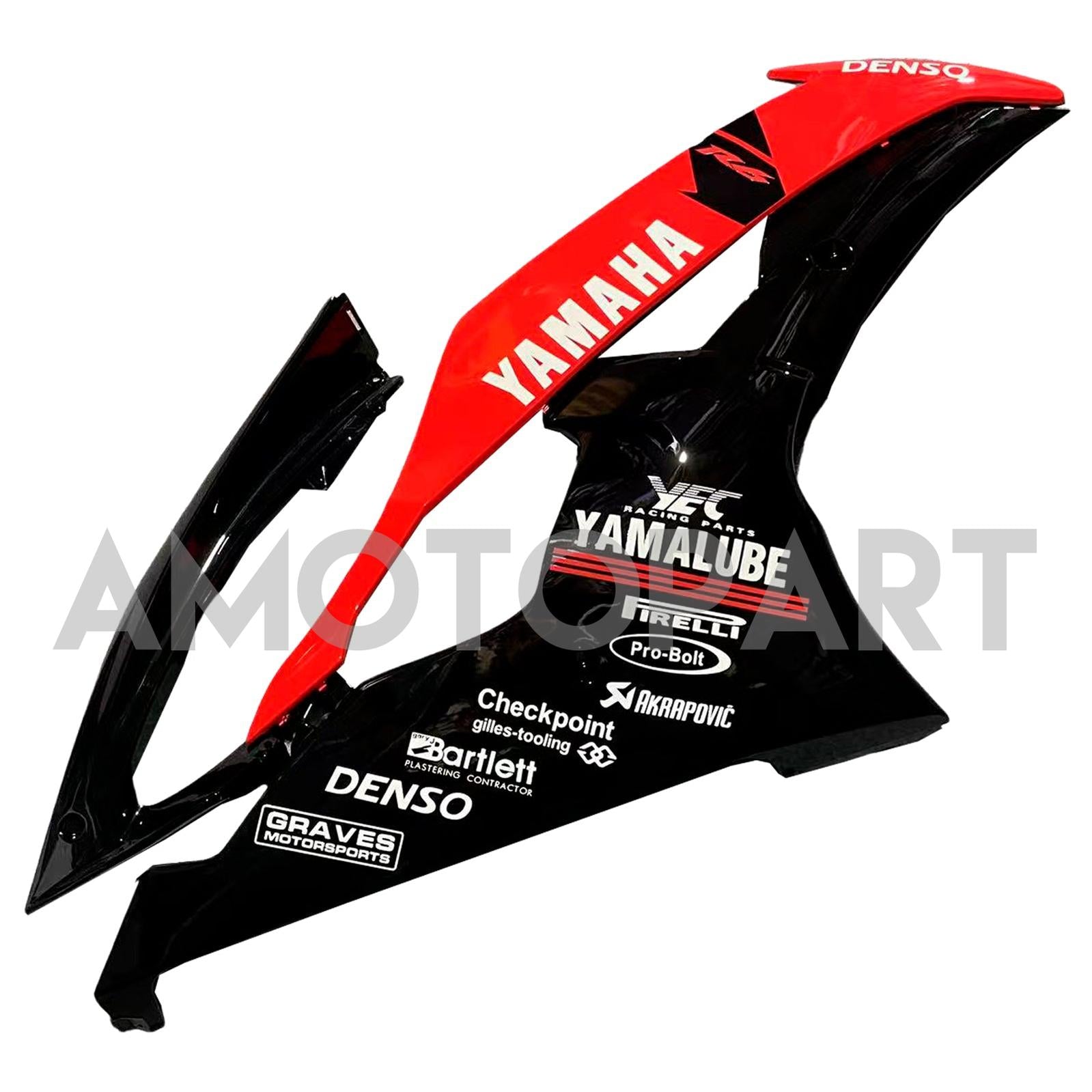 Amotopart Verkleidungsset für Yamaha 2008–2016 YZF 600 R6, Schwarz, Rot