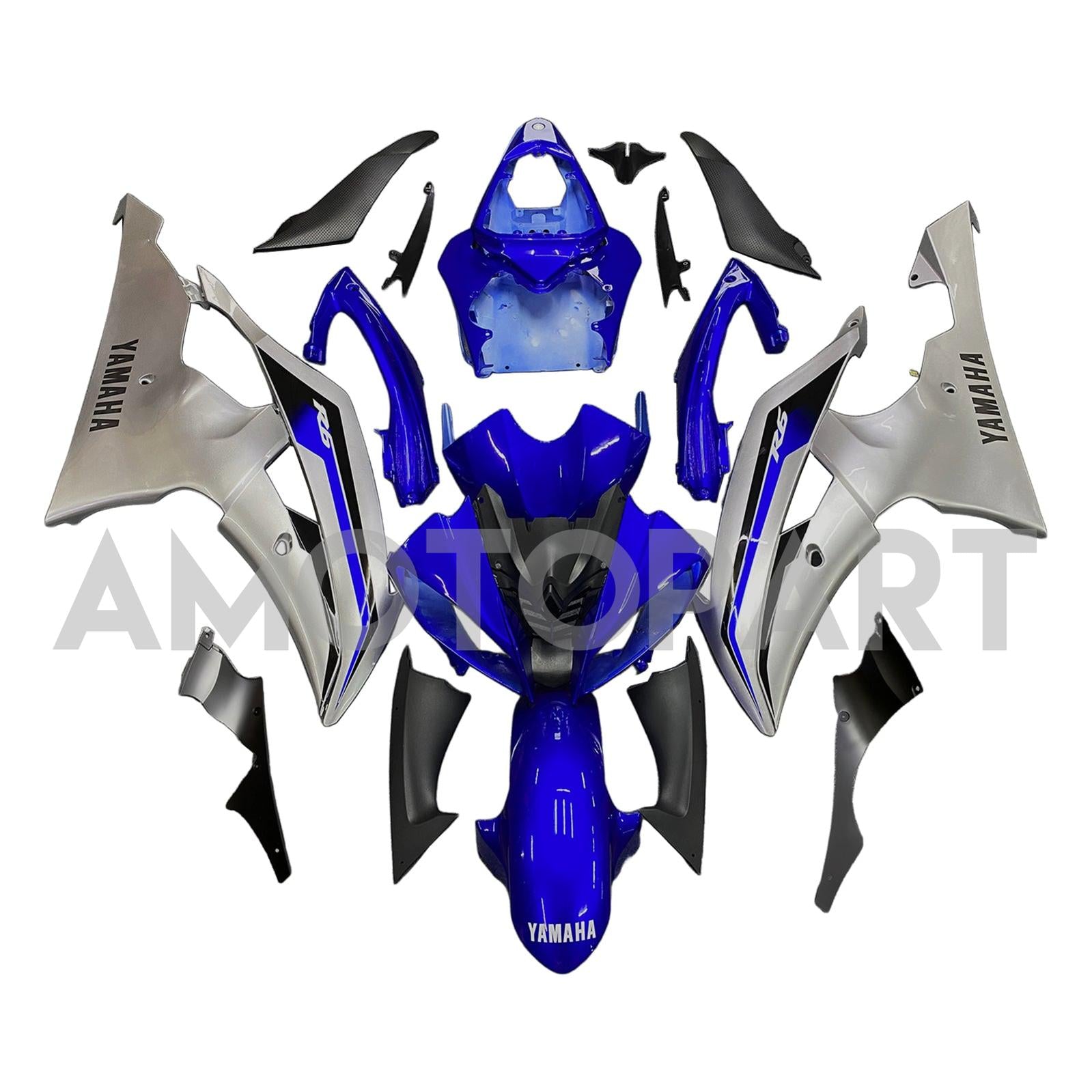 Amotopart Yamaha 2008-2016 YZF 600 R6 Blue Sliver Abzugskit