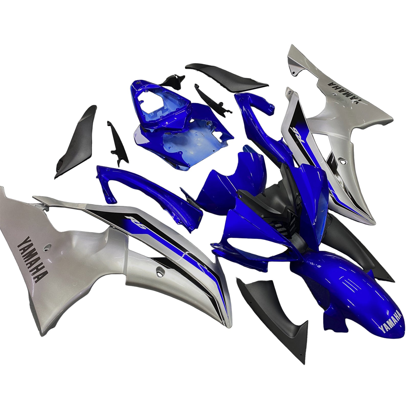 Amotopart Yamaha 2008–2016 YZF 600 R6 Blue Sliver Verkleidungsset