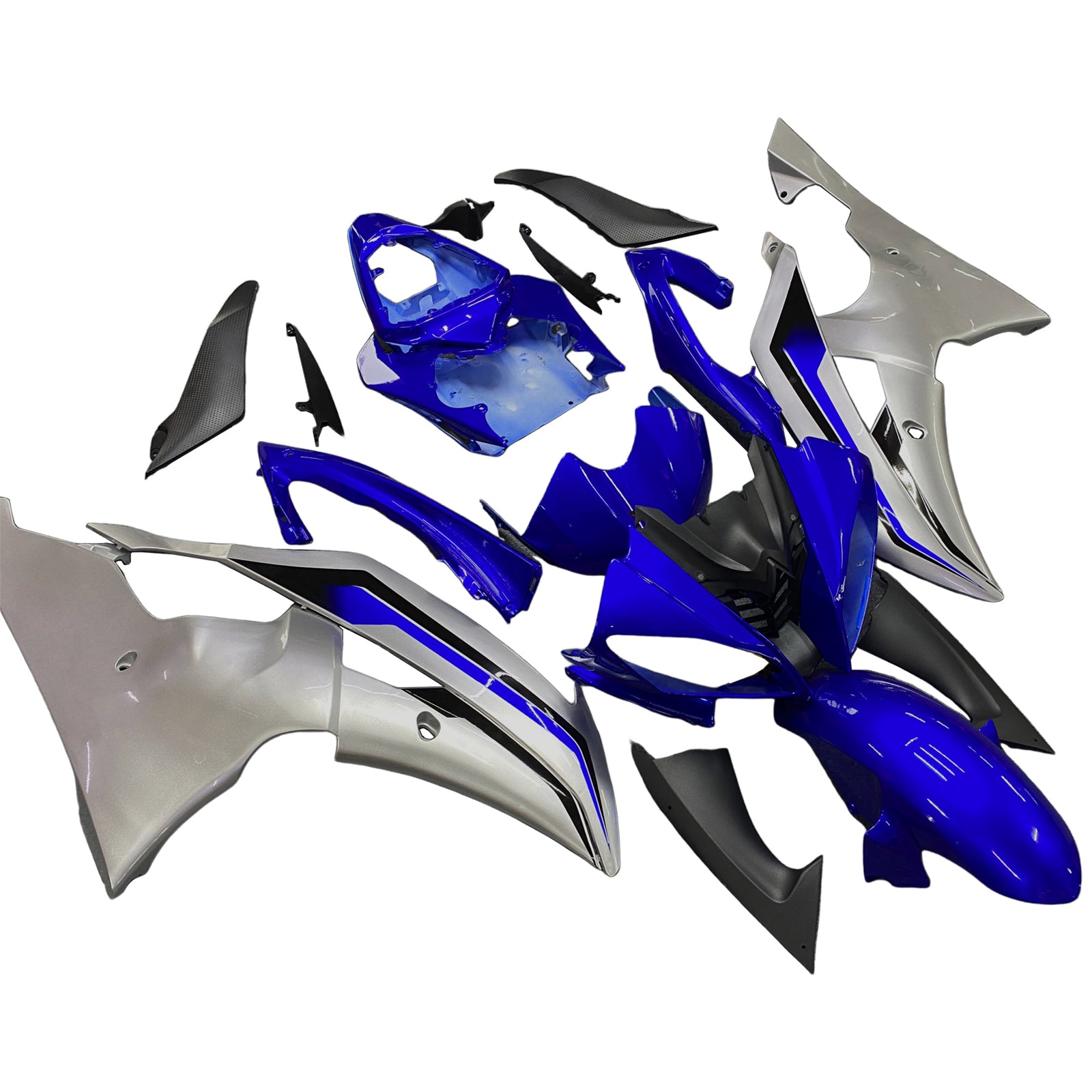 Amotopart ヤマハ 2008-2016 YZF 600 R6 ブルー シルバー フェアリングキット