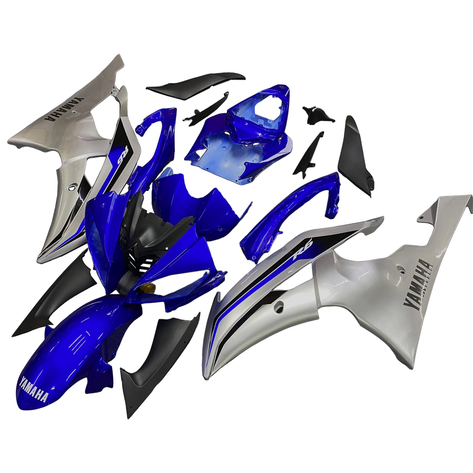 Amotopart Yamaha 2008–2016 YZF 600 R6 Blue Sliver Verkleidungsset