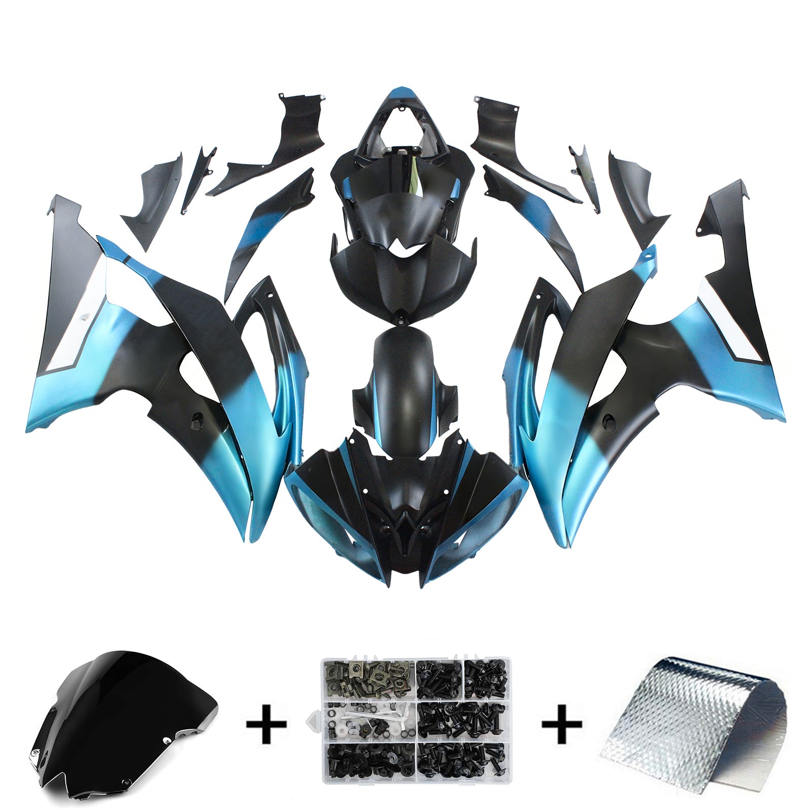 Amotopart Yamaha 2008-2016 YZF 600 R6 Blue Black Fairing Kit