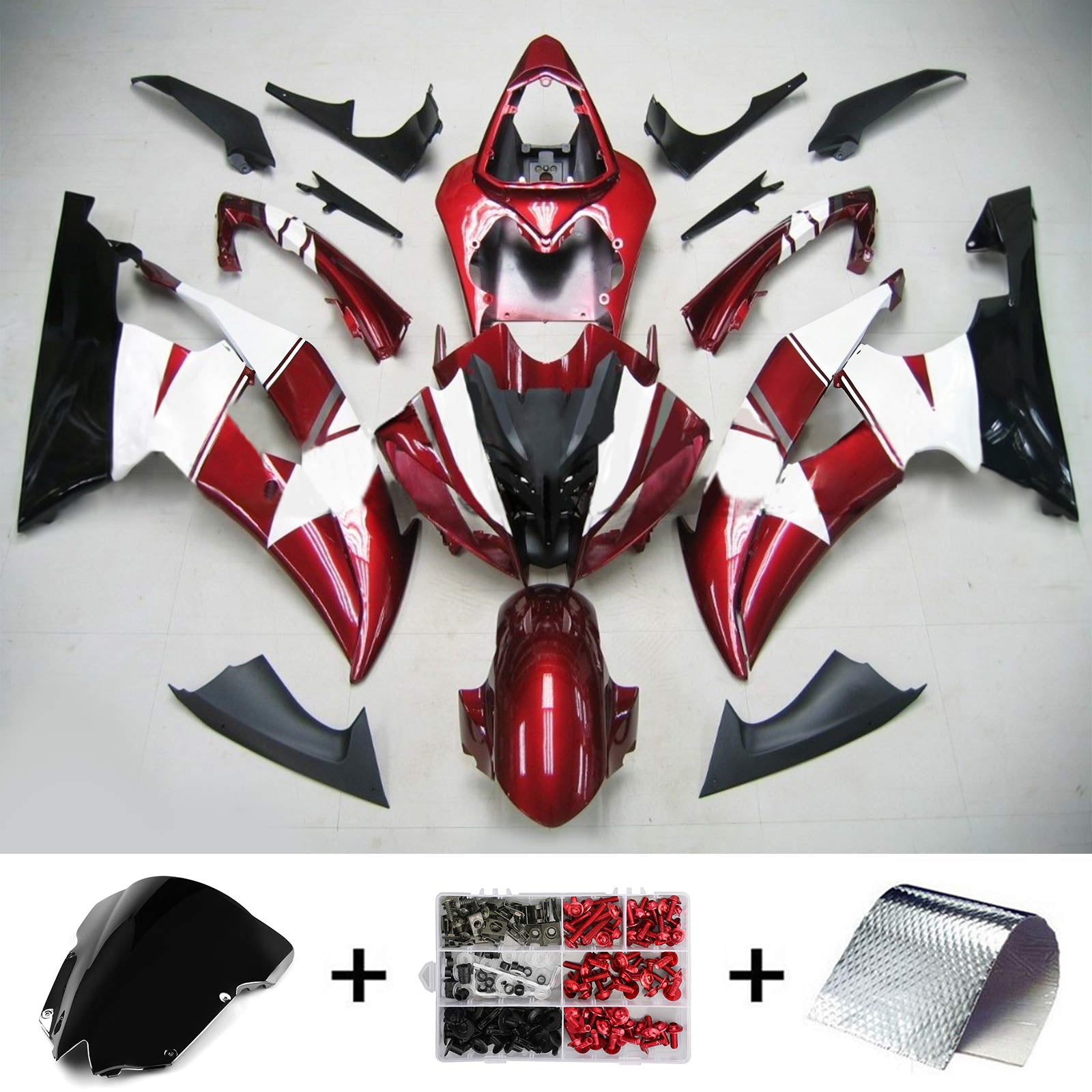 Amotopart Yamaha 2008-2016 YZF 600 R6 Red White Fairing Kit