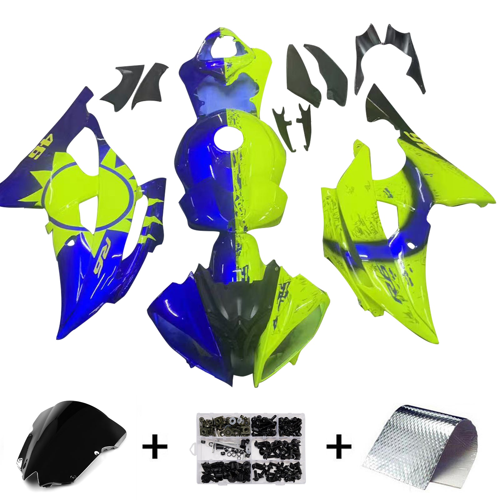 Amotopart Yamaha YZF 600 R6 2008-2016 Blue & Yellow Fairing Kit