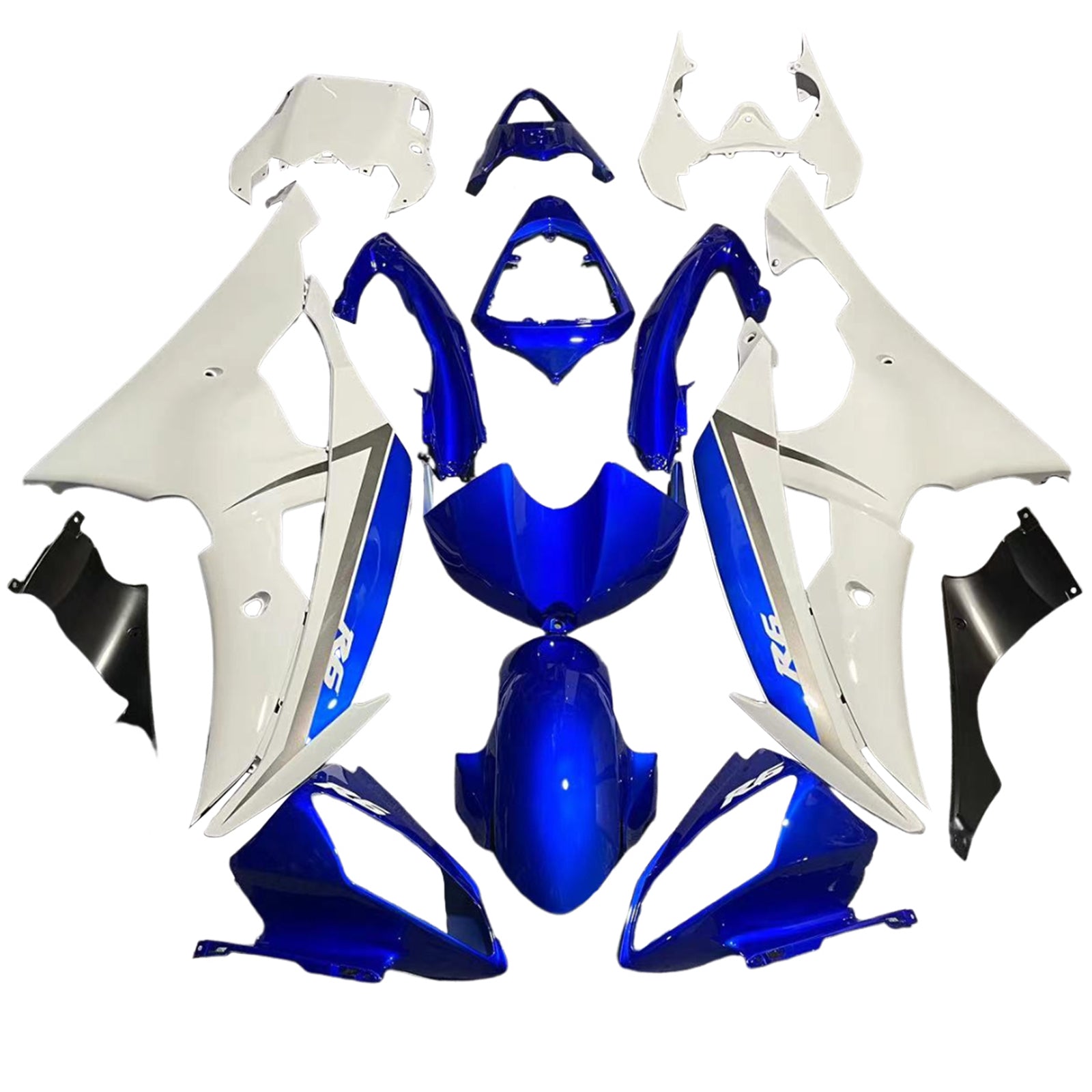 Amotopart Yamaha YZF 600 R6 2008-2016 Blue&White Style3 Fairing Kit