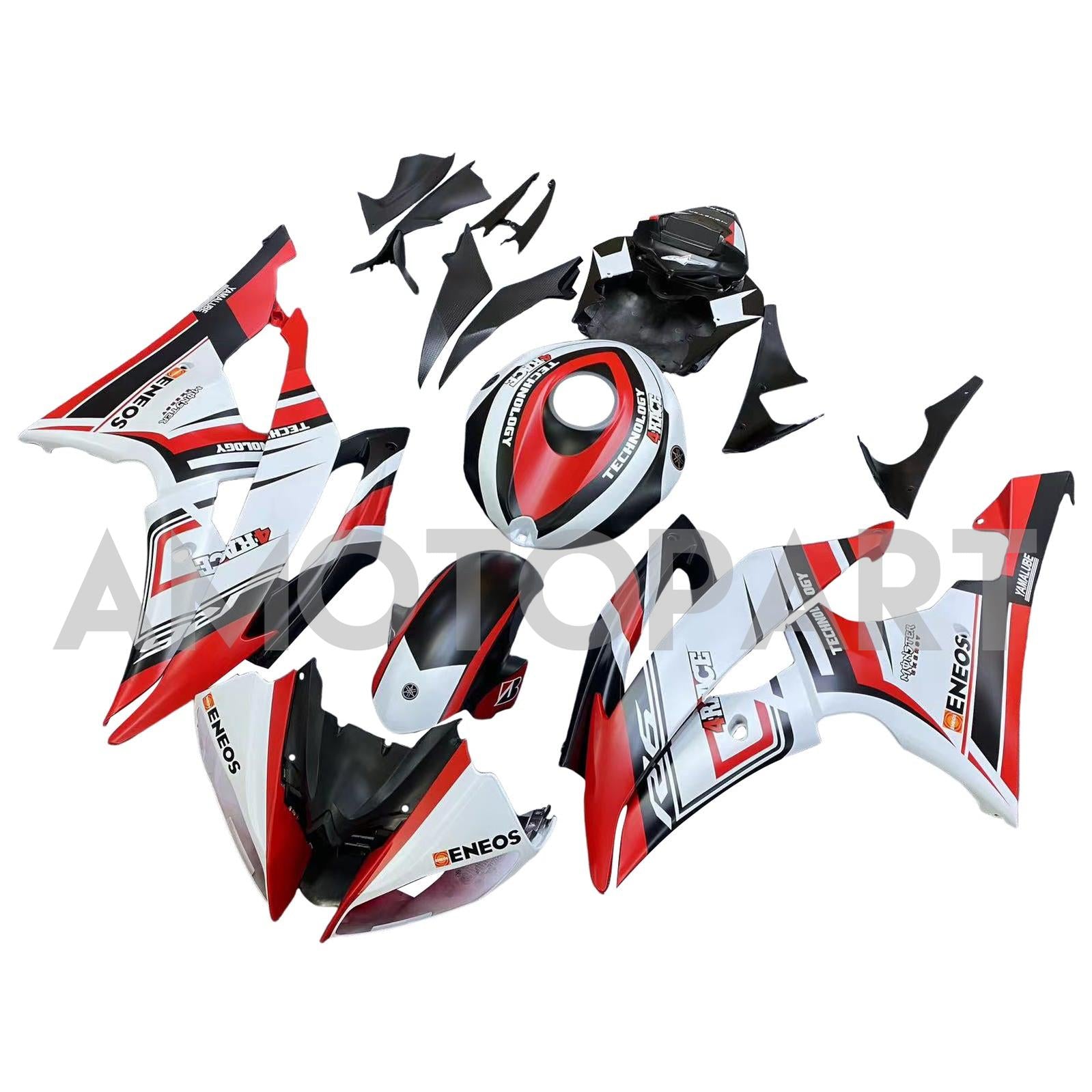 Amotopart Yamaha YZF 600 R6 2008-2016 Red&White Style4 Fairing Kit