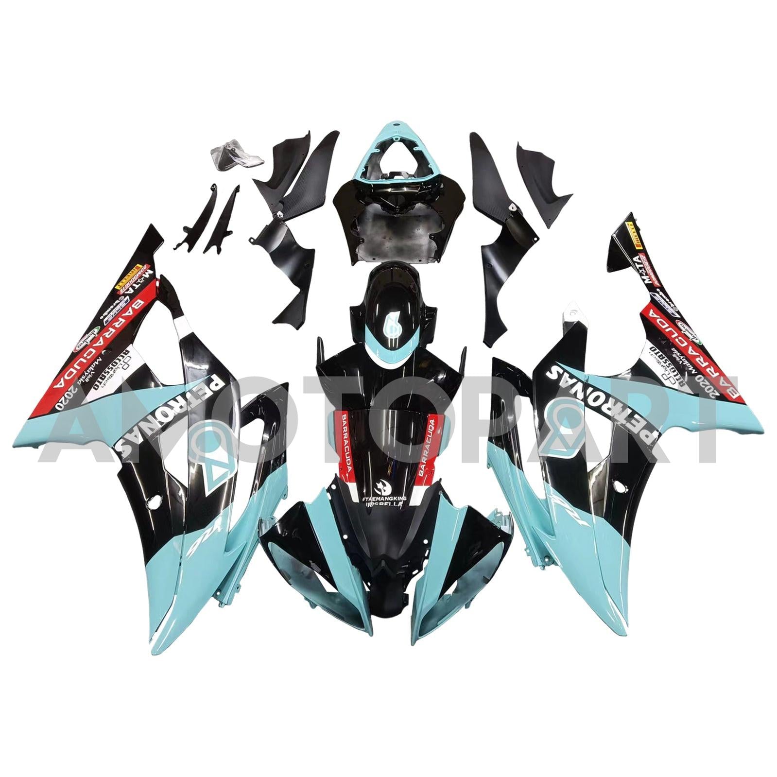 Amotopart Yamaha YZF 600 R6 2008-2016 Blue & Black Patronus Fairing Kit