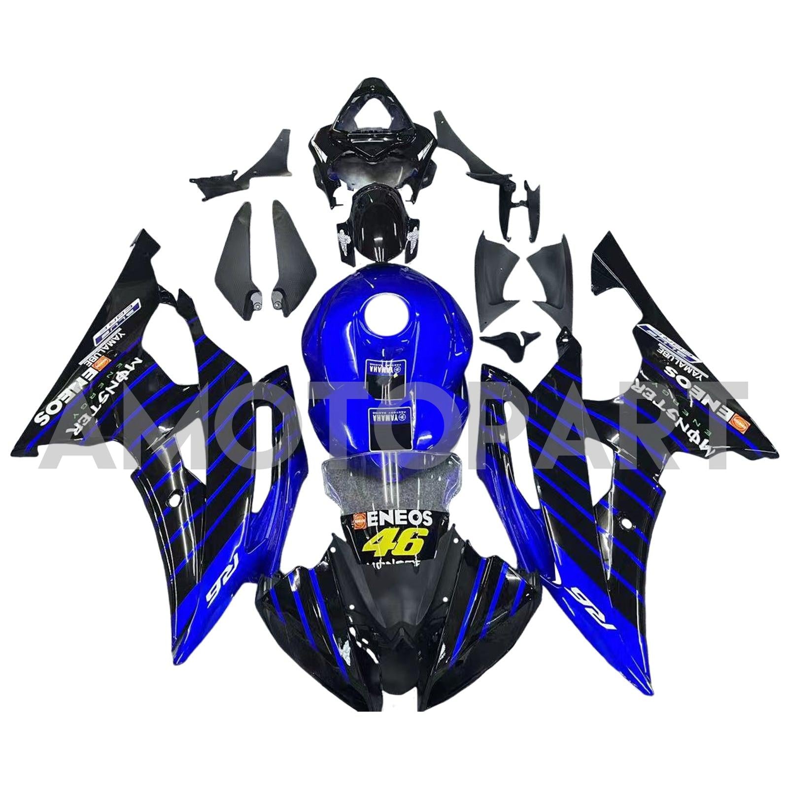 Amotopart Yamaha YZF 600 R6 2008-2016 Blue & Black Style3 Fairing Kit