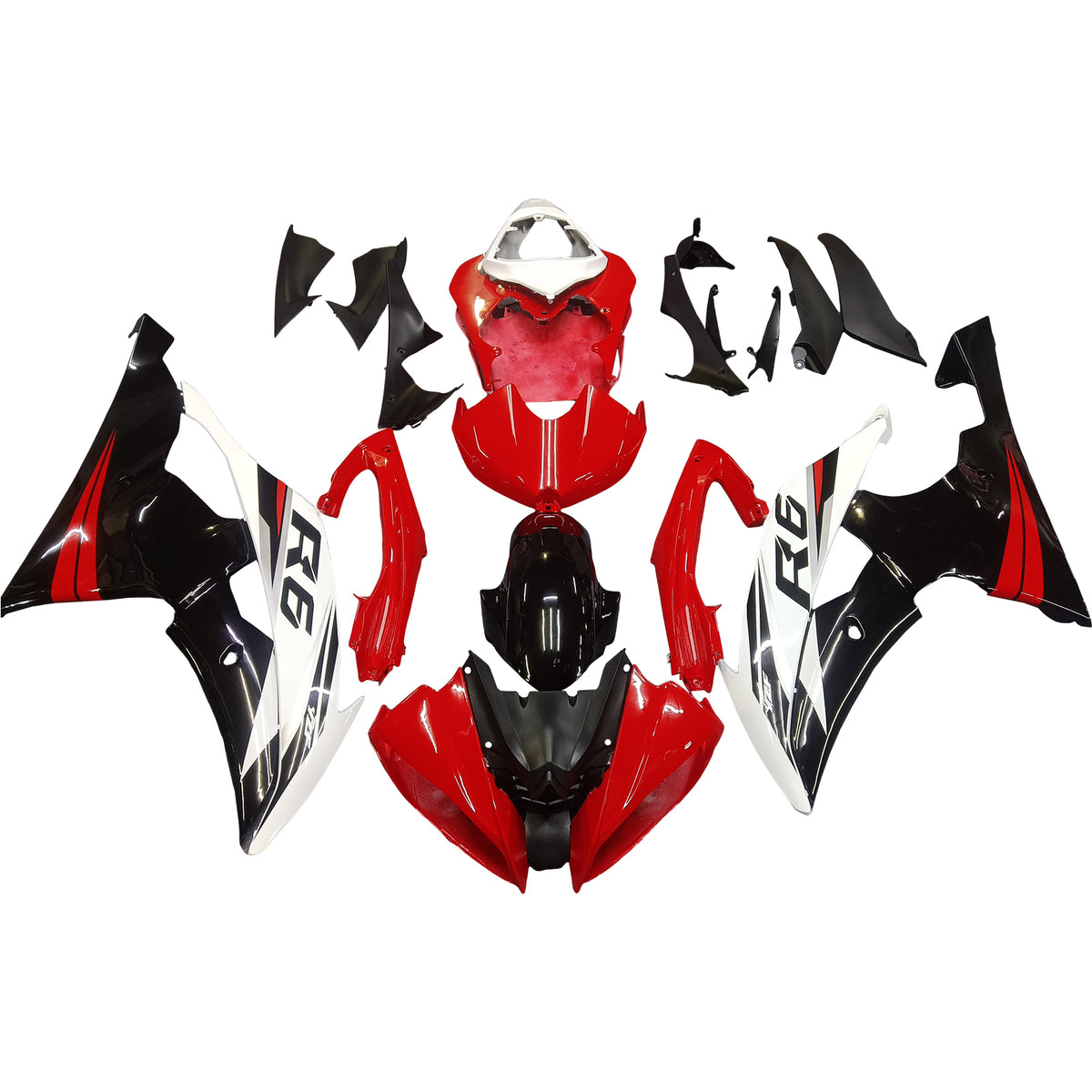 Amotopart Yamaha YZF 600 R6 2008-2016 Kit de carénage rouge et blanc Style5