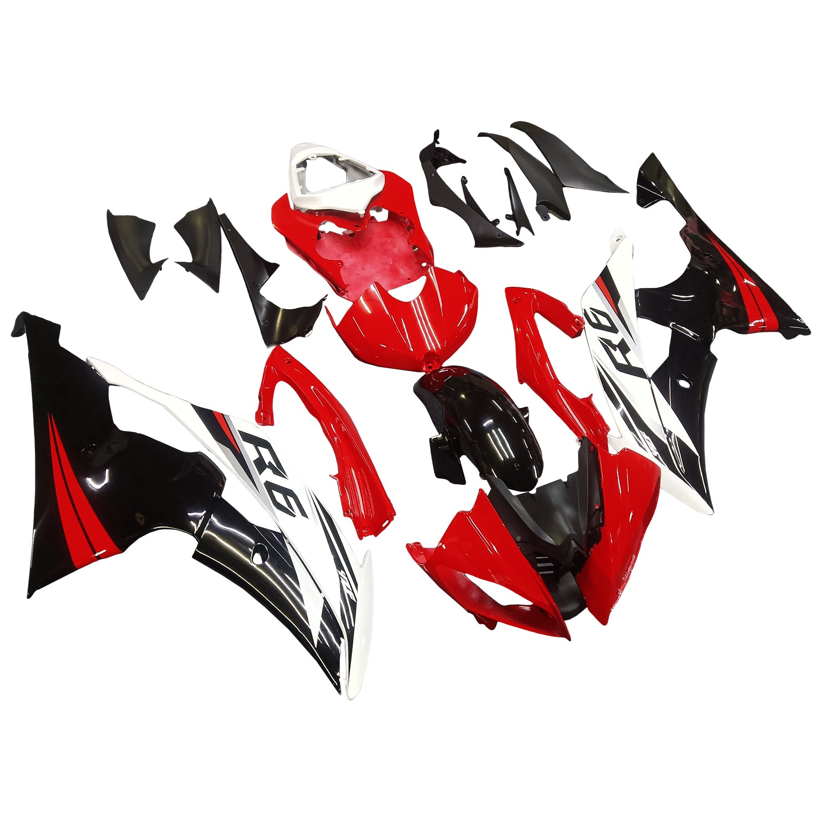 Amotopart Yamaha YZF 600 R6 2008–2016 rot-weißes Style5-Verkleidungsset