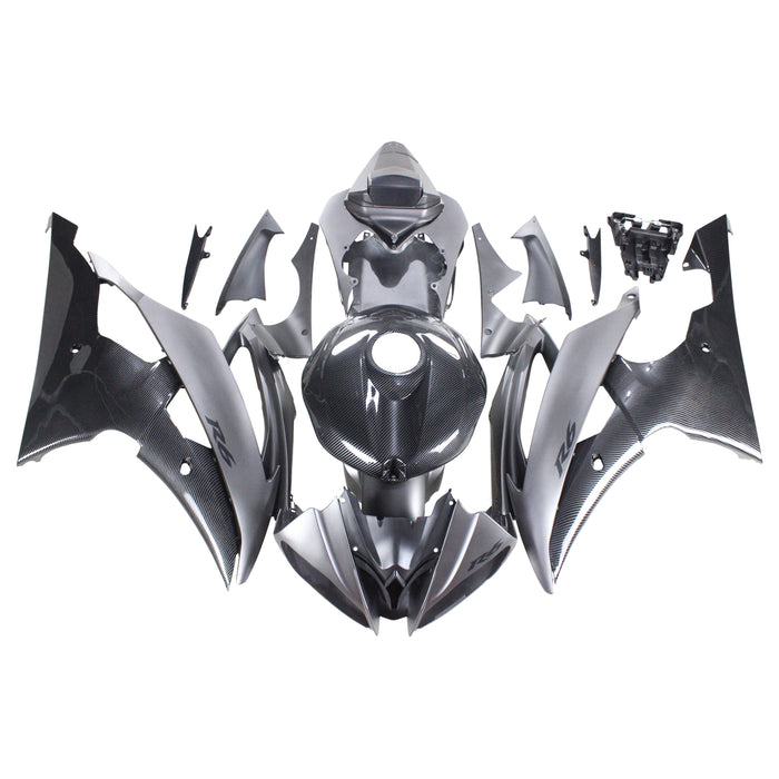Amotopart 2008-2016 Yamaha YZF 600 R6 Carbon Fiber Black&Grey Fairing Kit