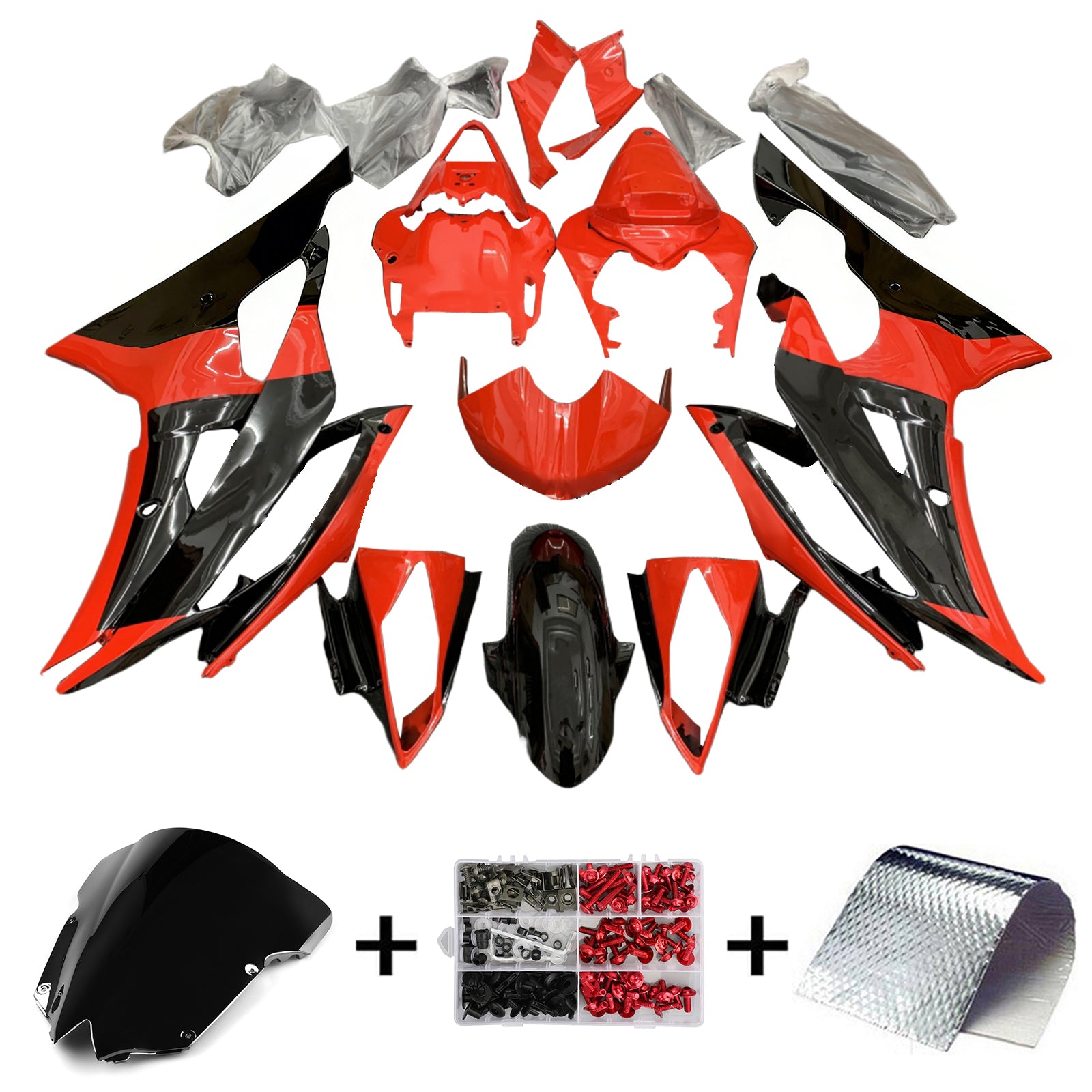 Amotopart 2008-2016 Yamaha YZF 600 R6 Orange Black Fairing Kit