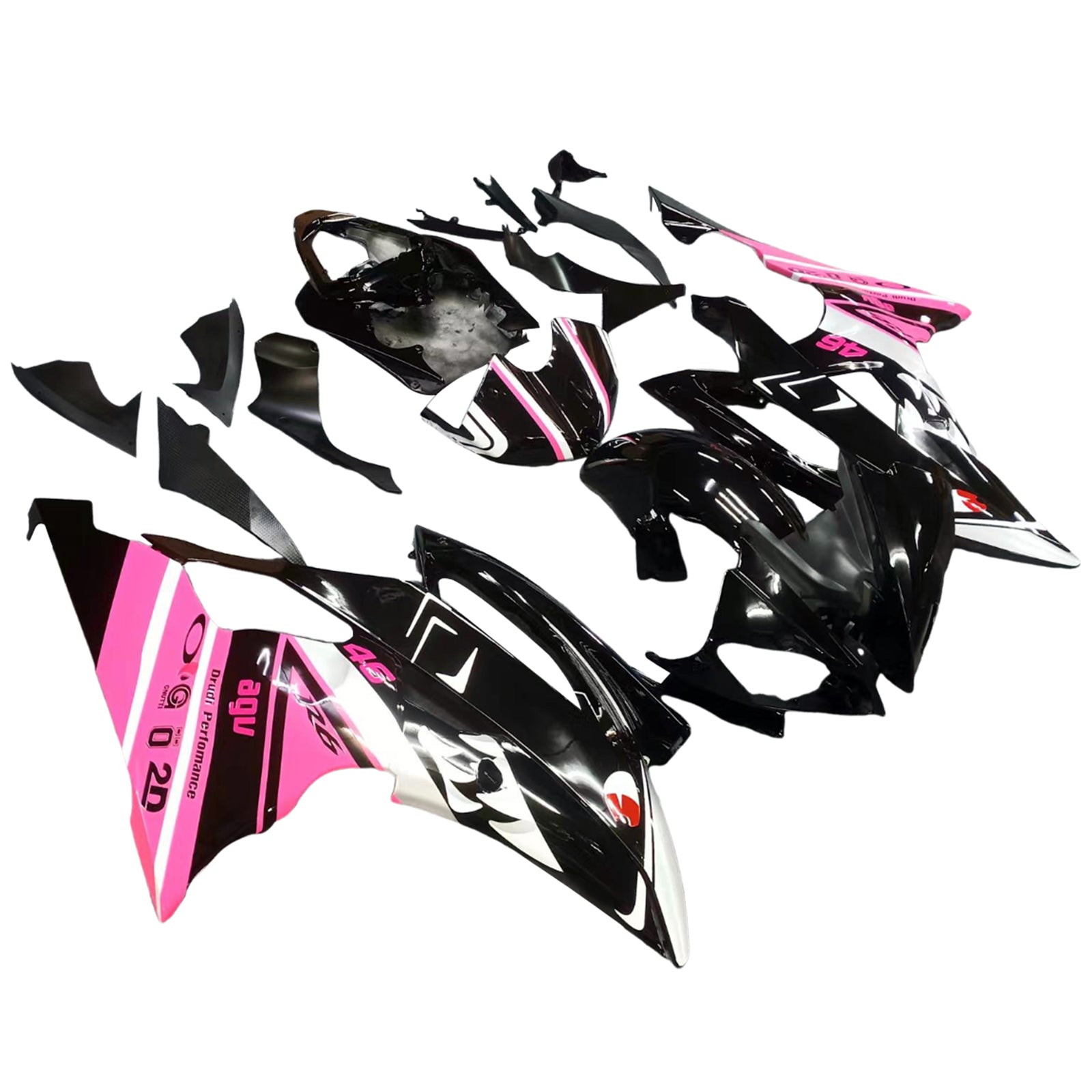 Amotopart 2008–2016 Yamaha YZF 600 R6 Verkleidungsset in Schwarz und Pink