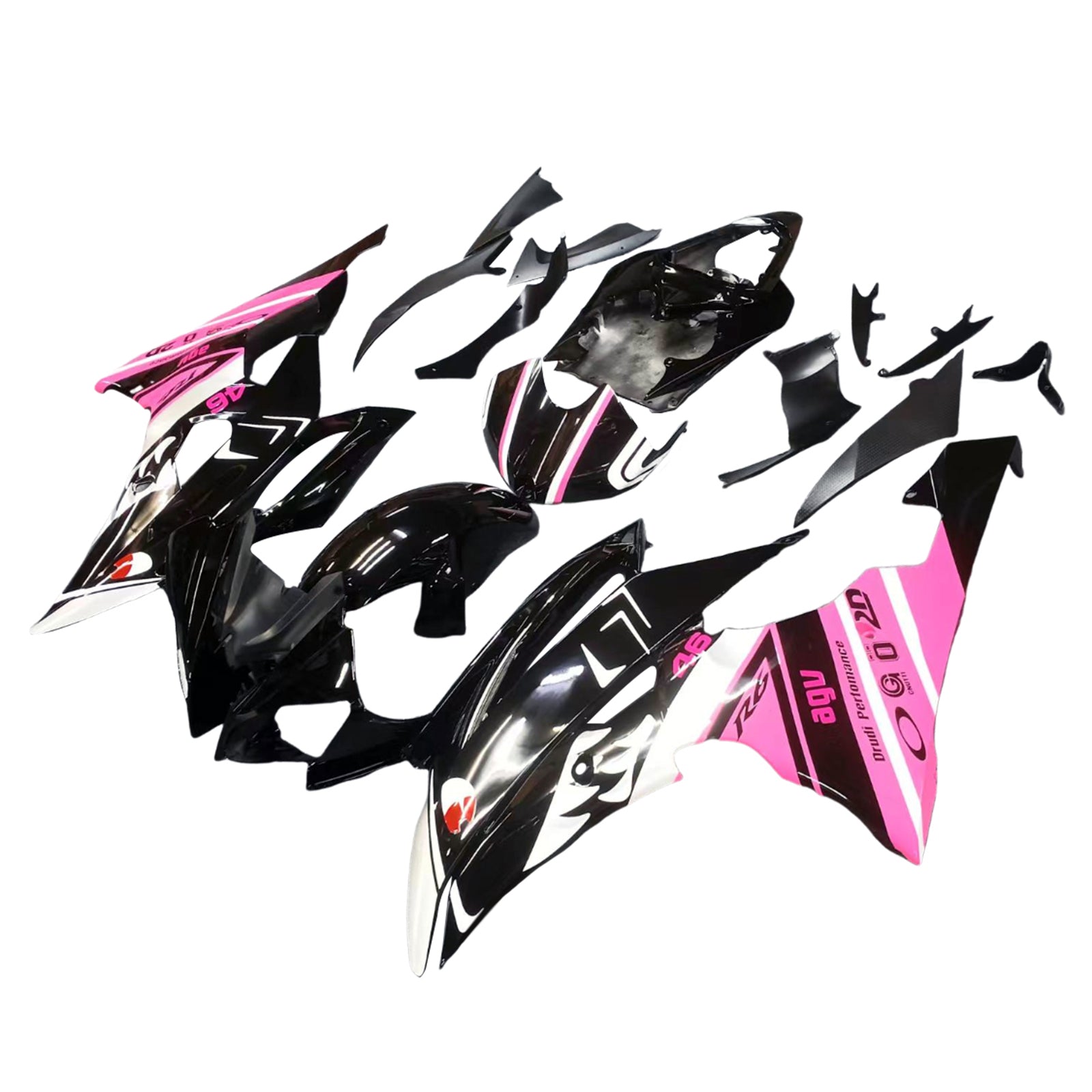 Amotopart 2008-2016 Yamaha YZF 600 R6 Kit carena nero e rosa