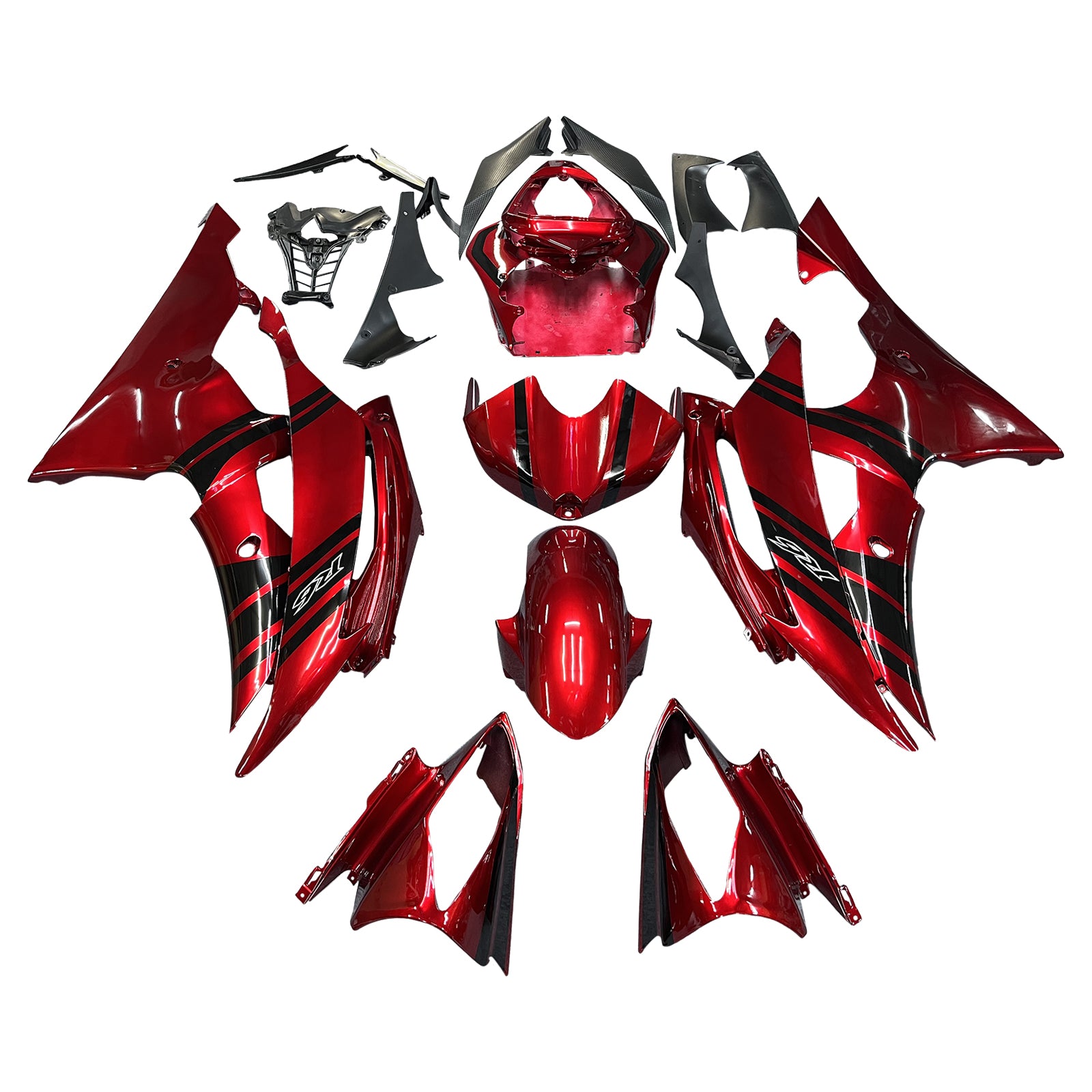 Amotopart 2008-2016 Yamaha YZF 600 R6 Gloss Red & Black Fairing Kit