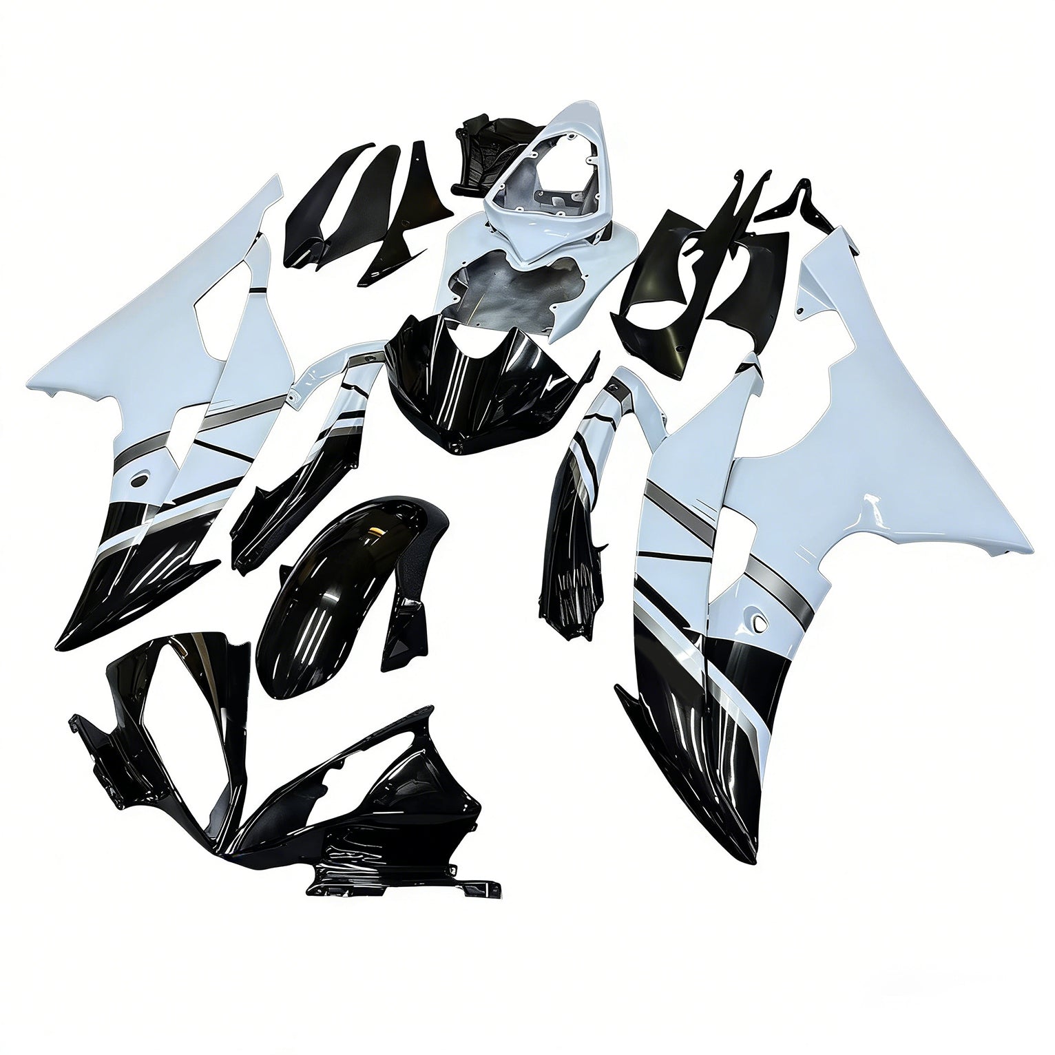 Amotopart 2008-2016 Yamaha YZF 600 R6 White&Black Style1 Fairing Kit
