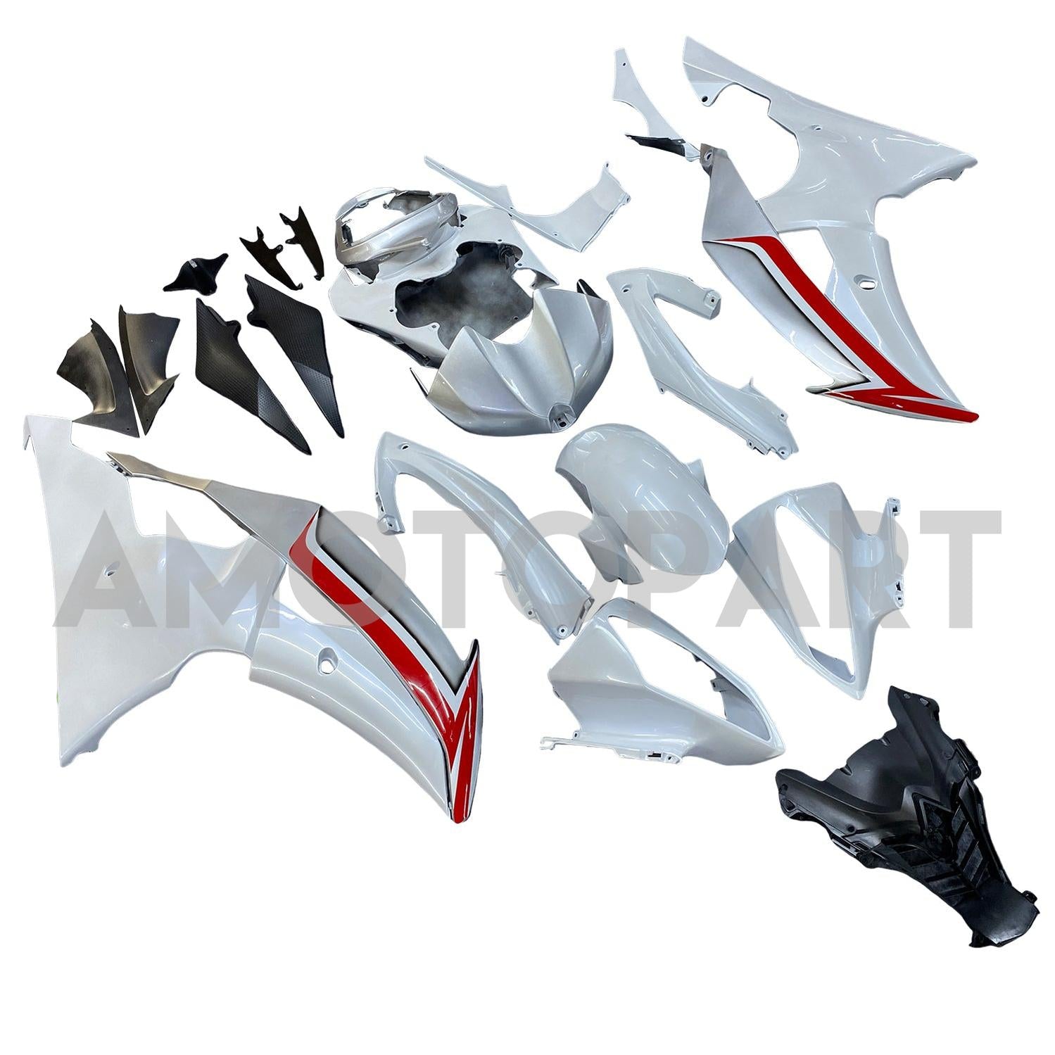 Amotopart 2008-2016 Yamaha YZF 600 R6 Silver&White Fairing Kit