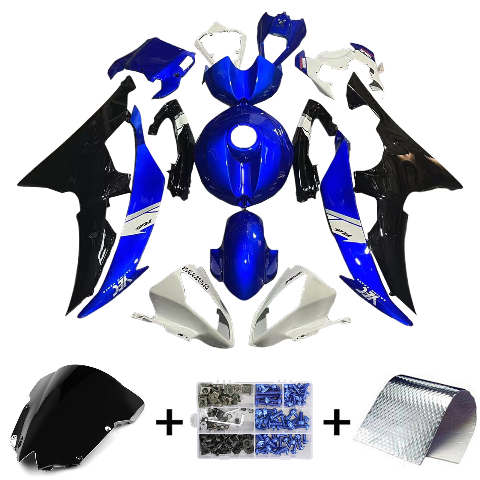 Amotopart Yamaha YZF 600 R6 2008-2016 Blue&Black Style4 Fairing Kit