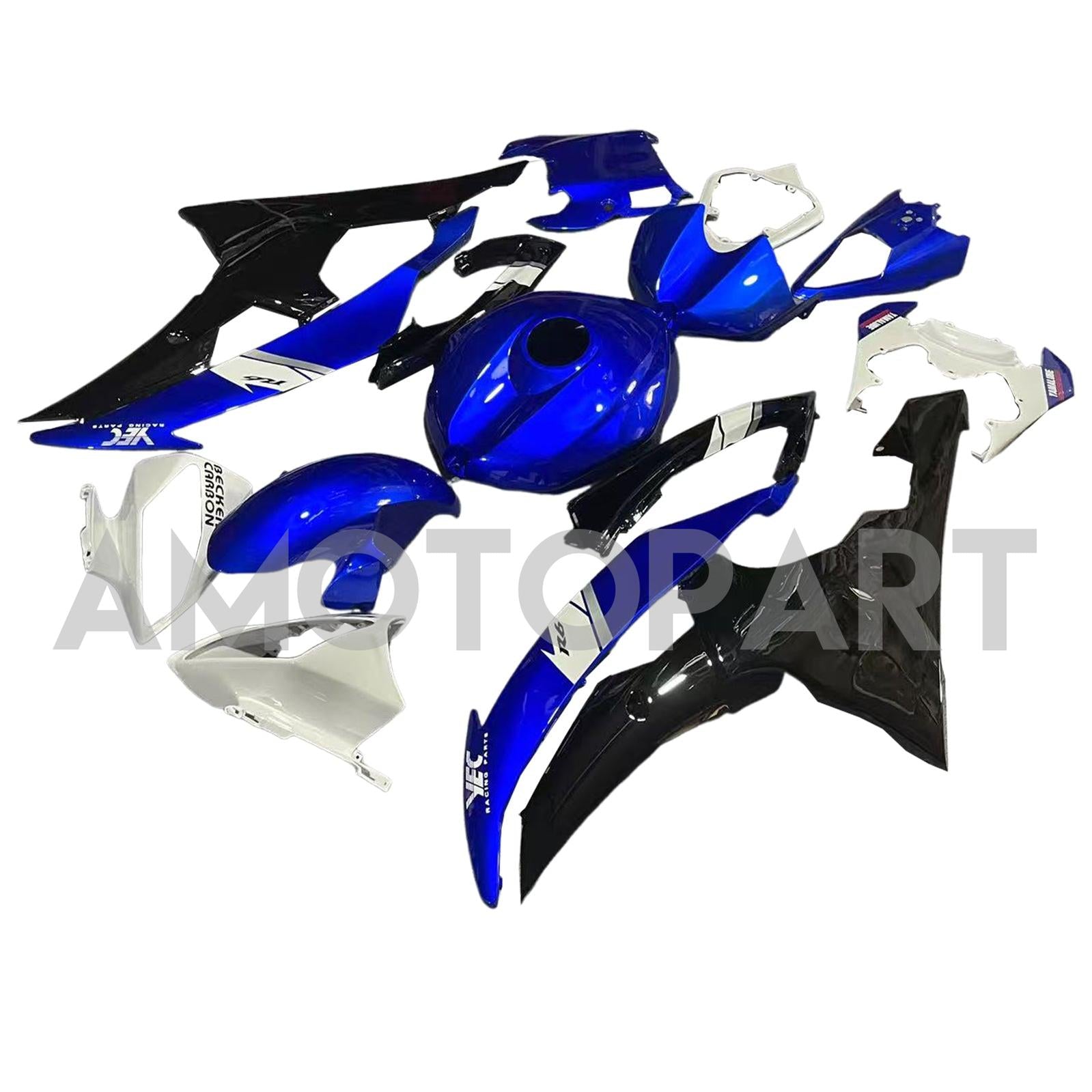 Amotopart Yamaha YZF 600 R6 2008-2016 Blue & Black Style4 Fairing Kit