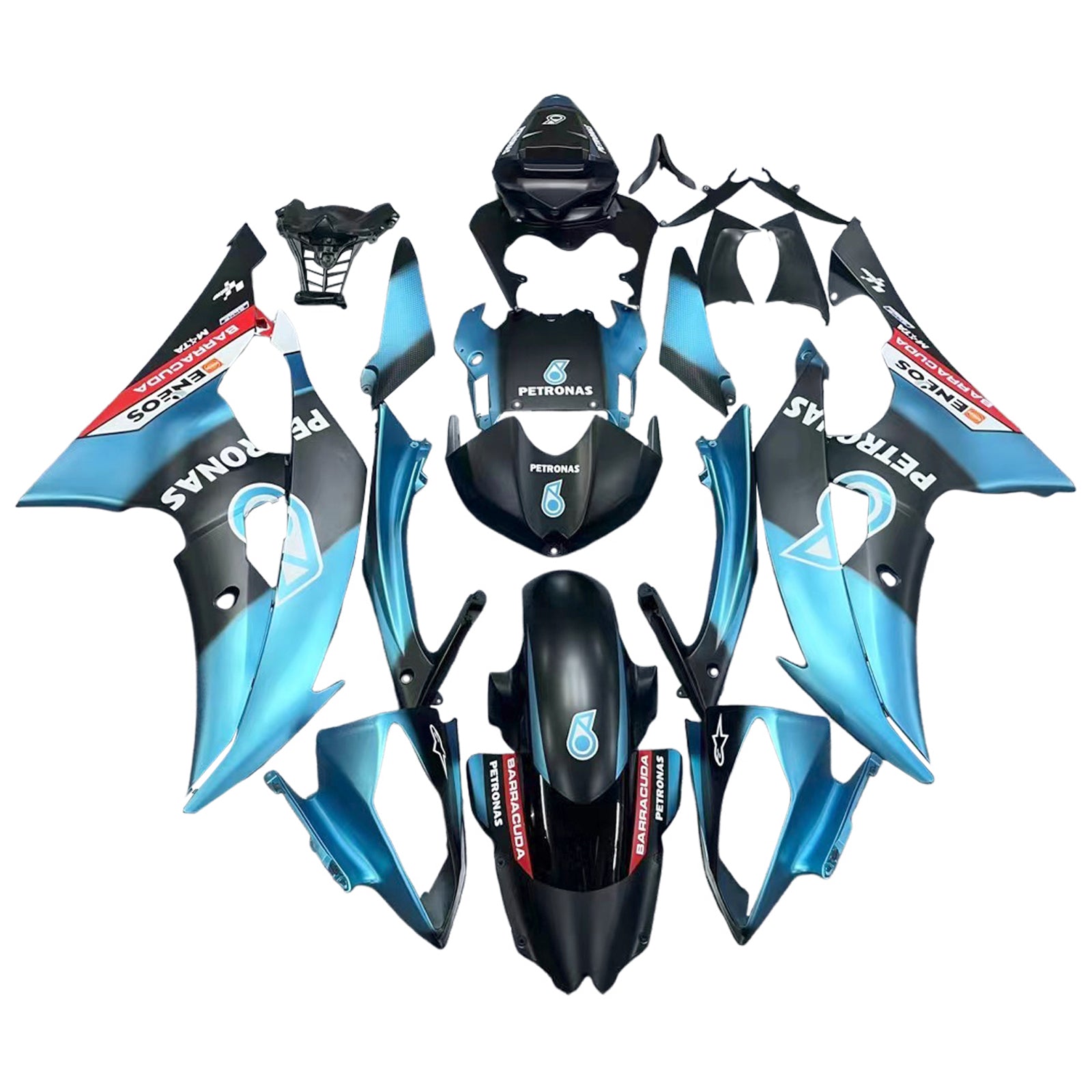 Amotopart 2008-2016 ヤマハ YZF 600 R6 ブルー&ブラック パトロナス フェアリングキット