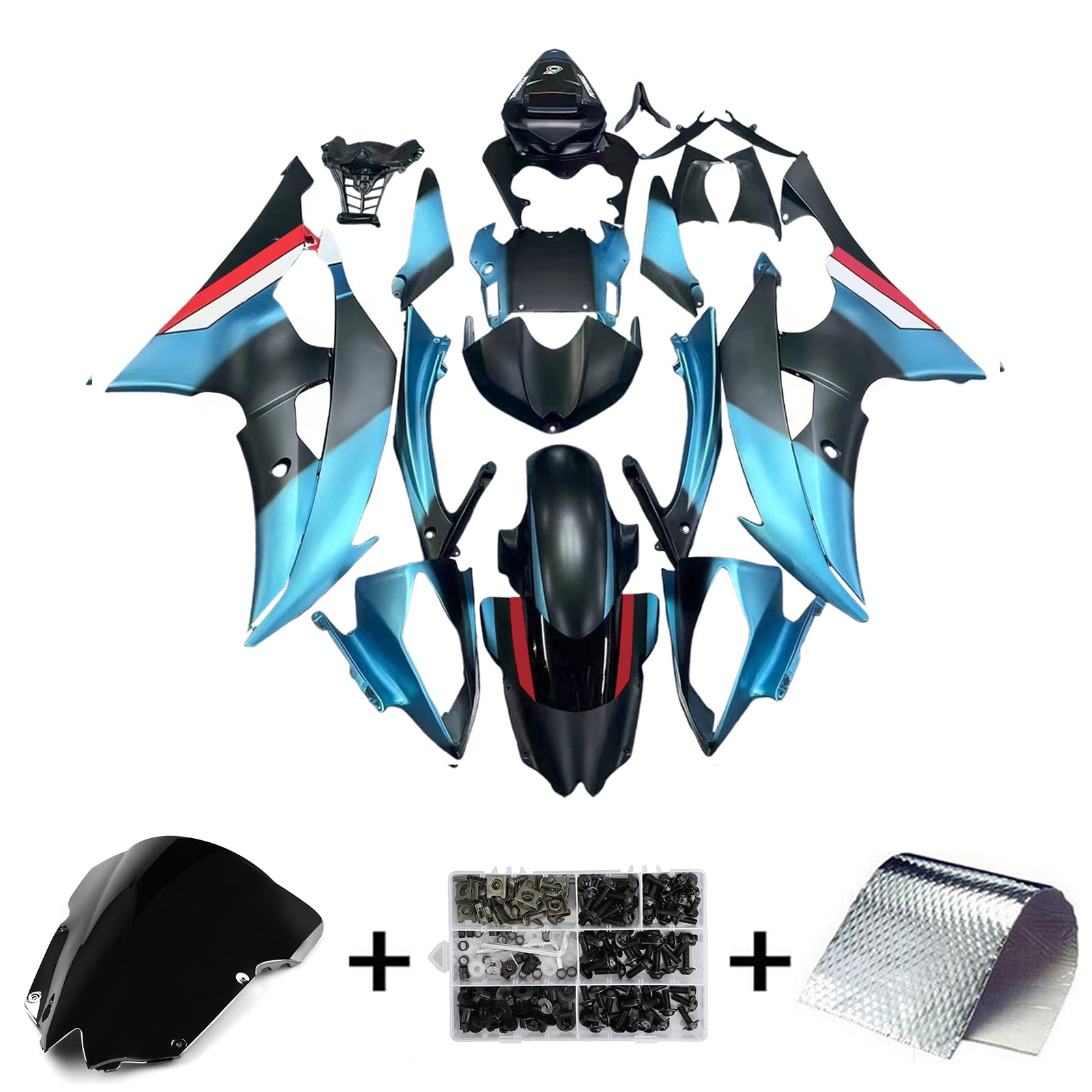 Amotopart 2008-2016 Yamaha YZF 600 R6 Blue&Black Petronas Fairing Kit
