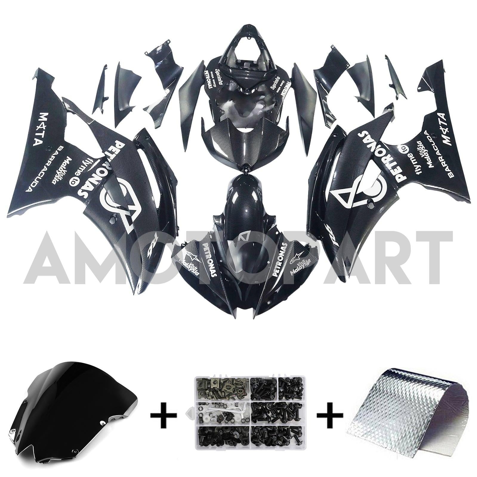 Amotopart 2008-2016 Yamaha YZF 600 R6 Carbin Fiber Petronas Fairing Kit