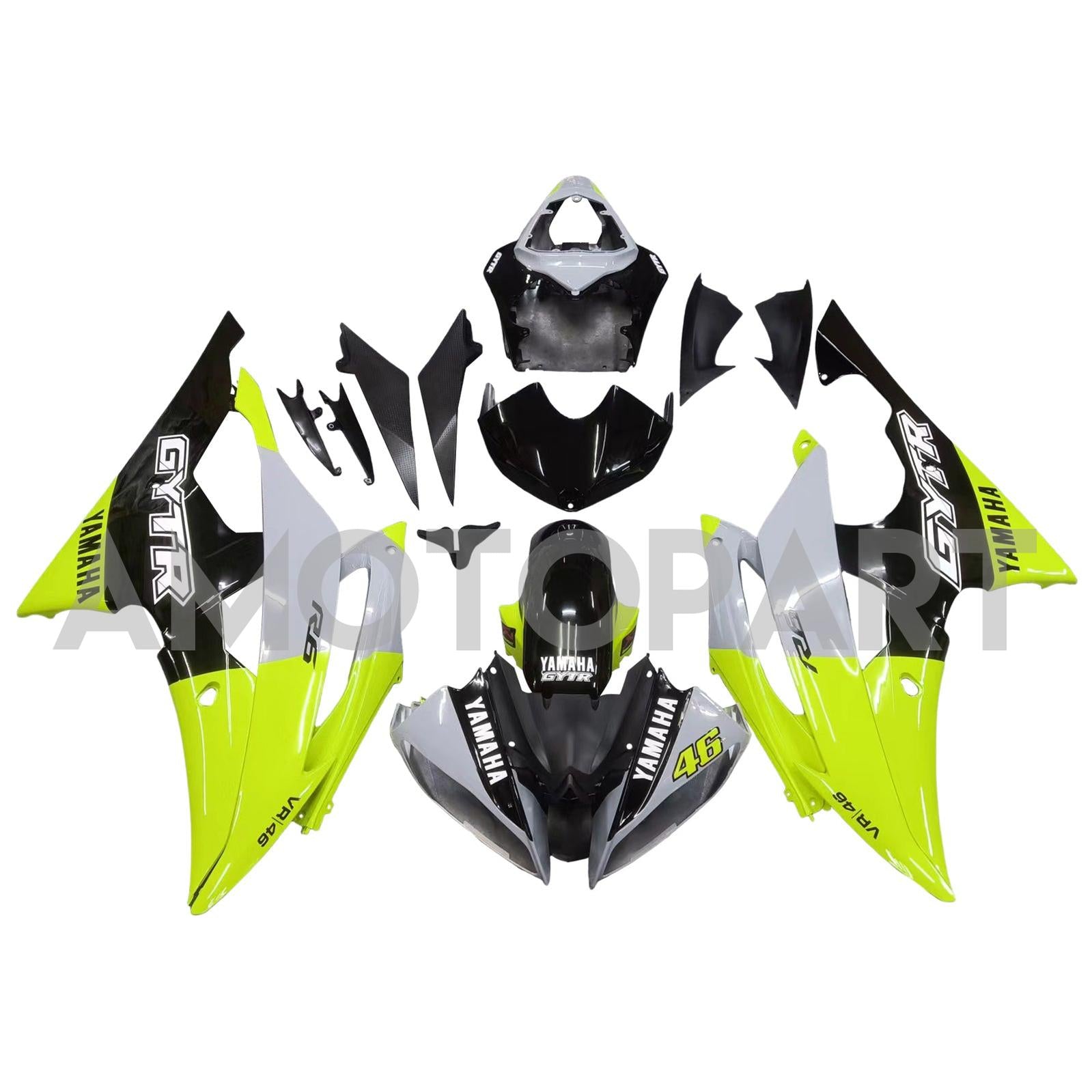 Amotopart 2008-2016 Yamaha Yzf 600 R6 Yellow & Black Style5 Fairing Kit